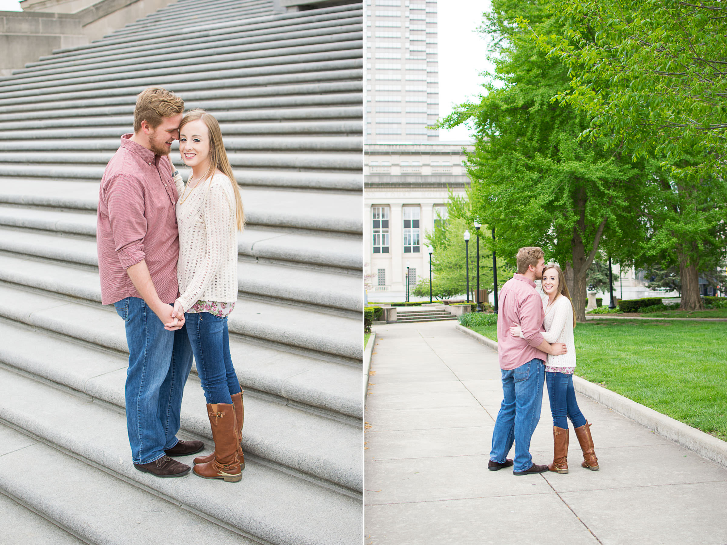couple poses during indianapolis engagement session