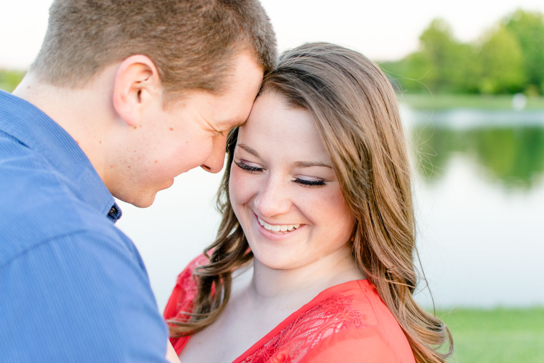 Couple Smiles during Coxhill Gardens Engagement Session
