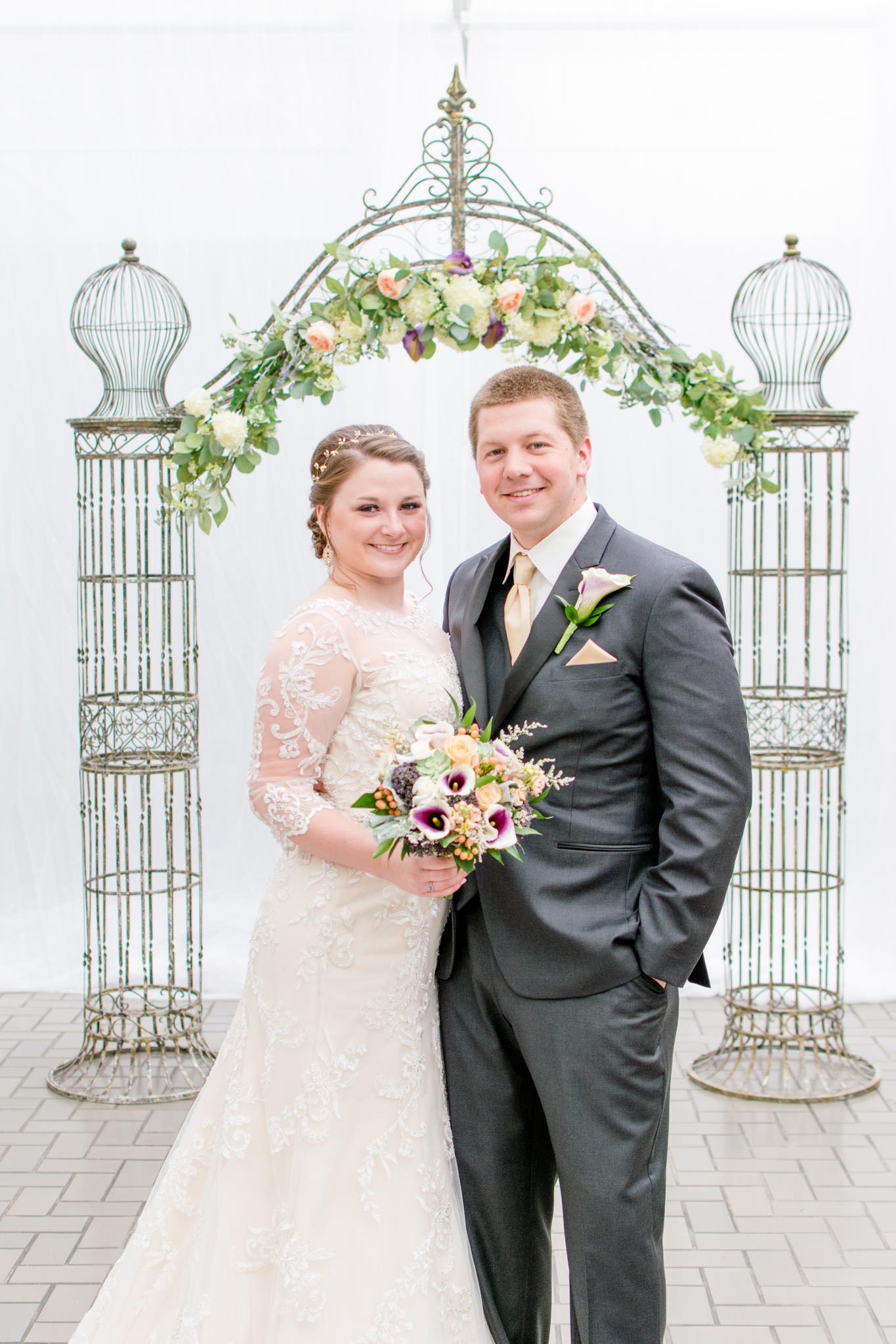 Formal Wedding Portrait of smiling bride and groom in Indianapolis