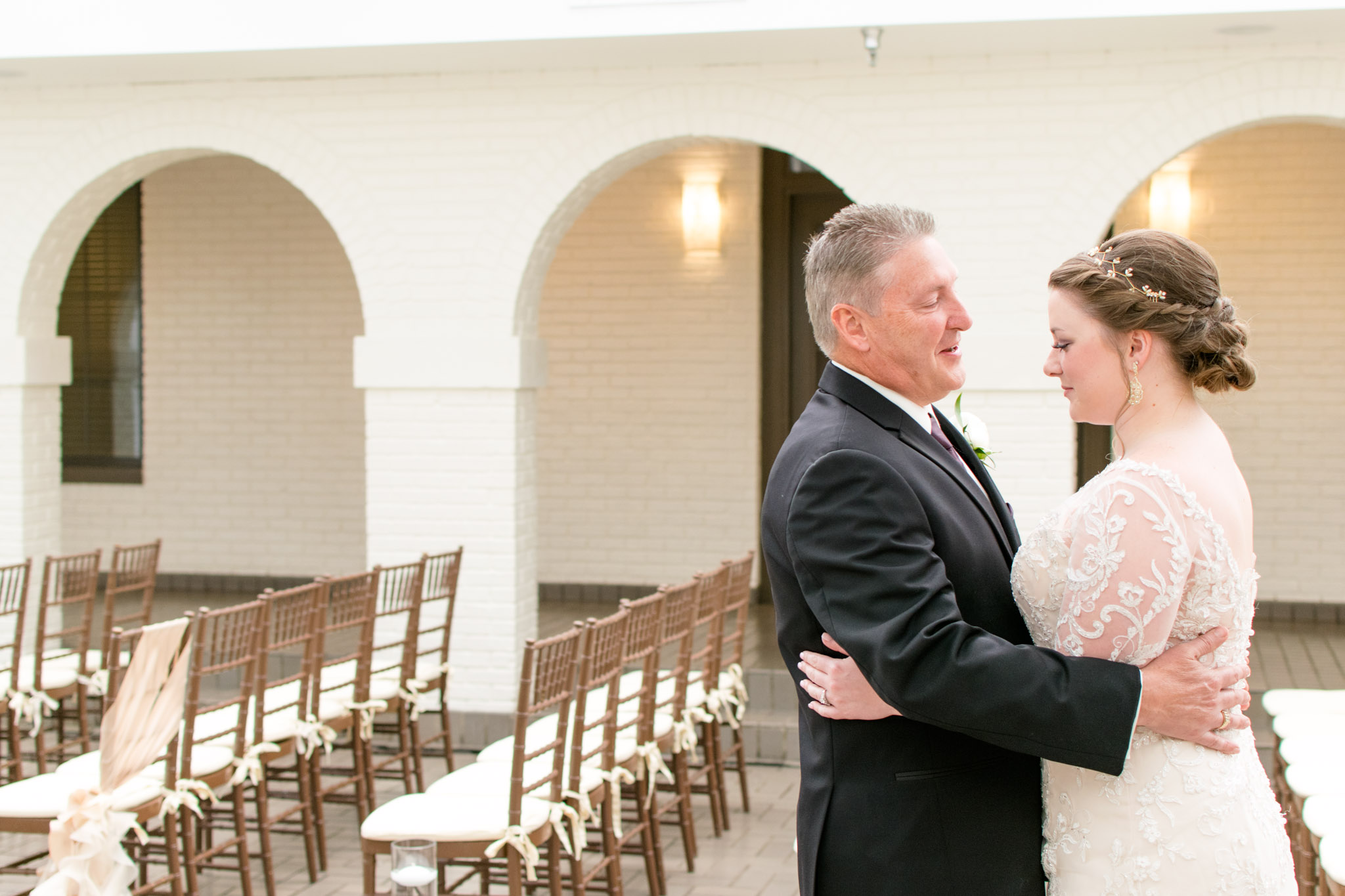 bride and father hug after first look