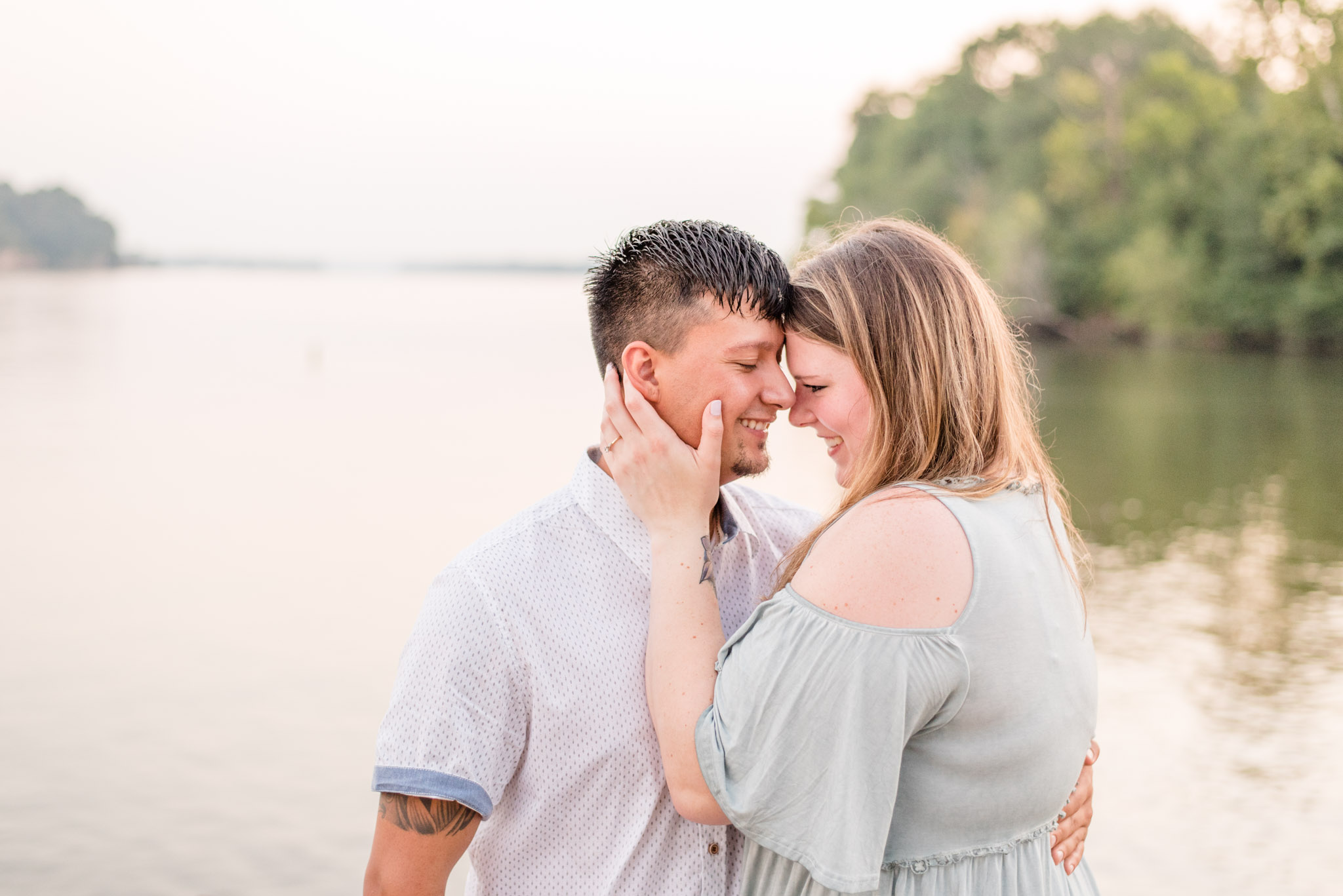 Bride and Groom giggle at McFarland Park engagement session
