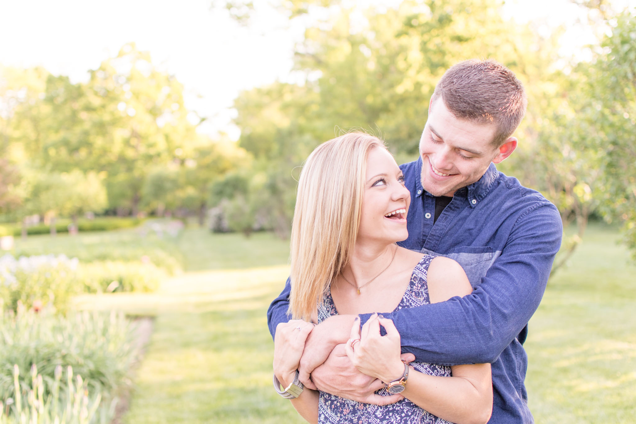 Couple laughs during Indianapolis Engagement Session