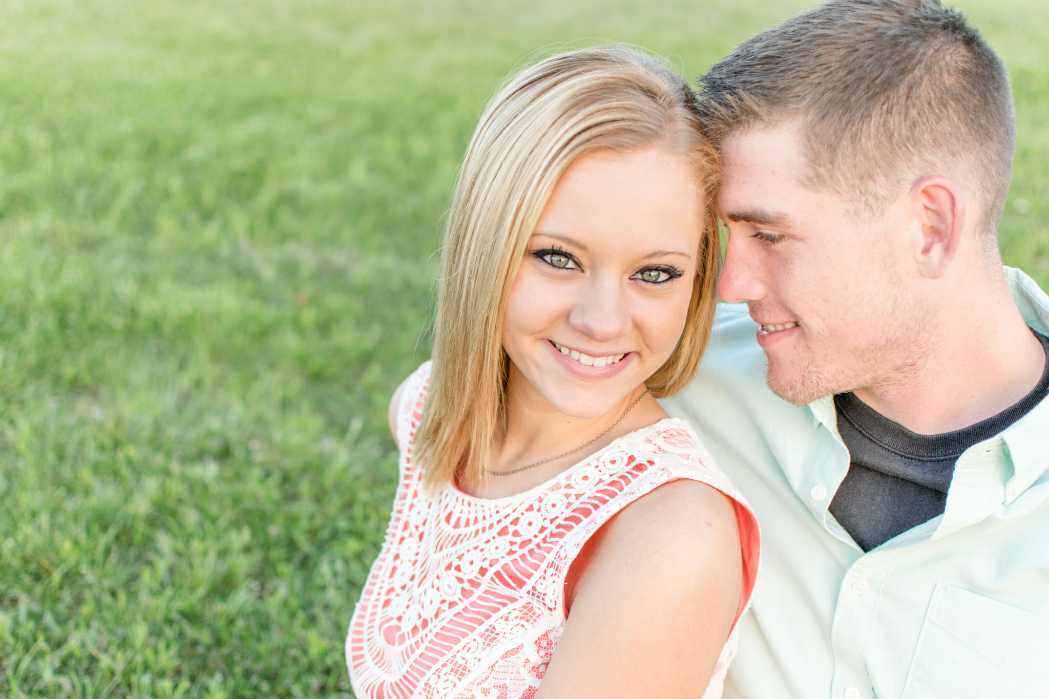 Bride smiles during Indianapolis Engagement Session.
