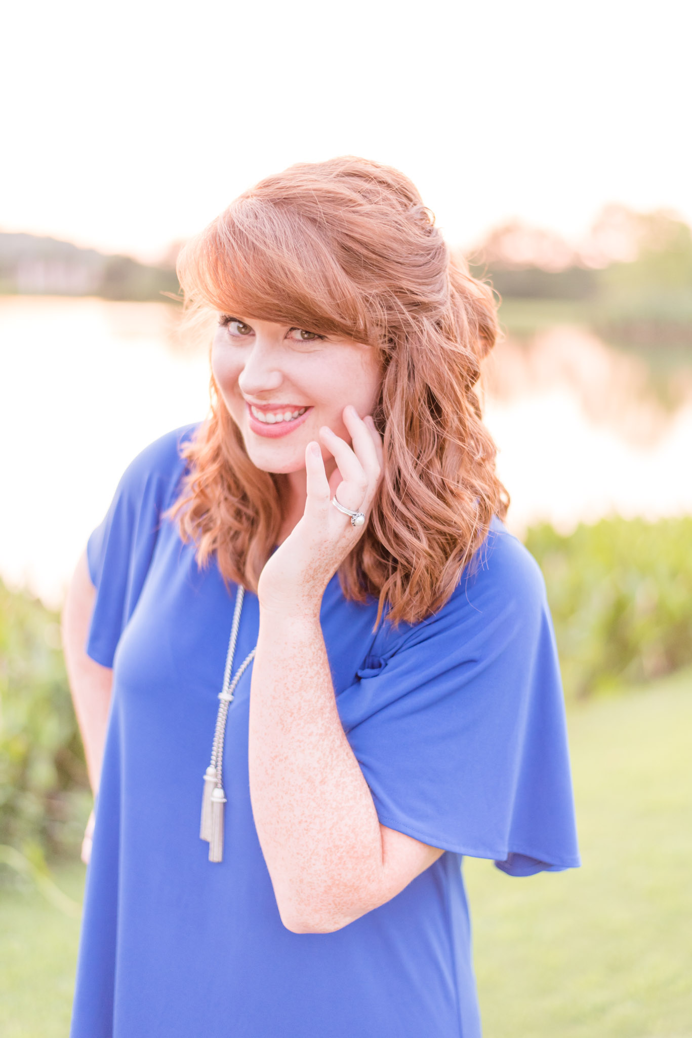 Model with red hair takes headshots