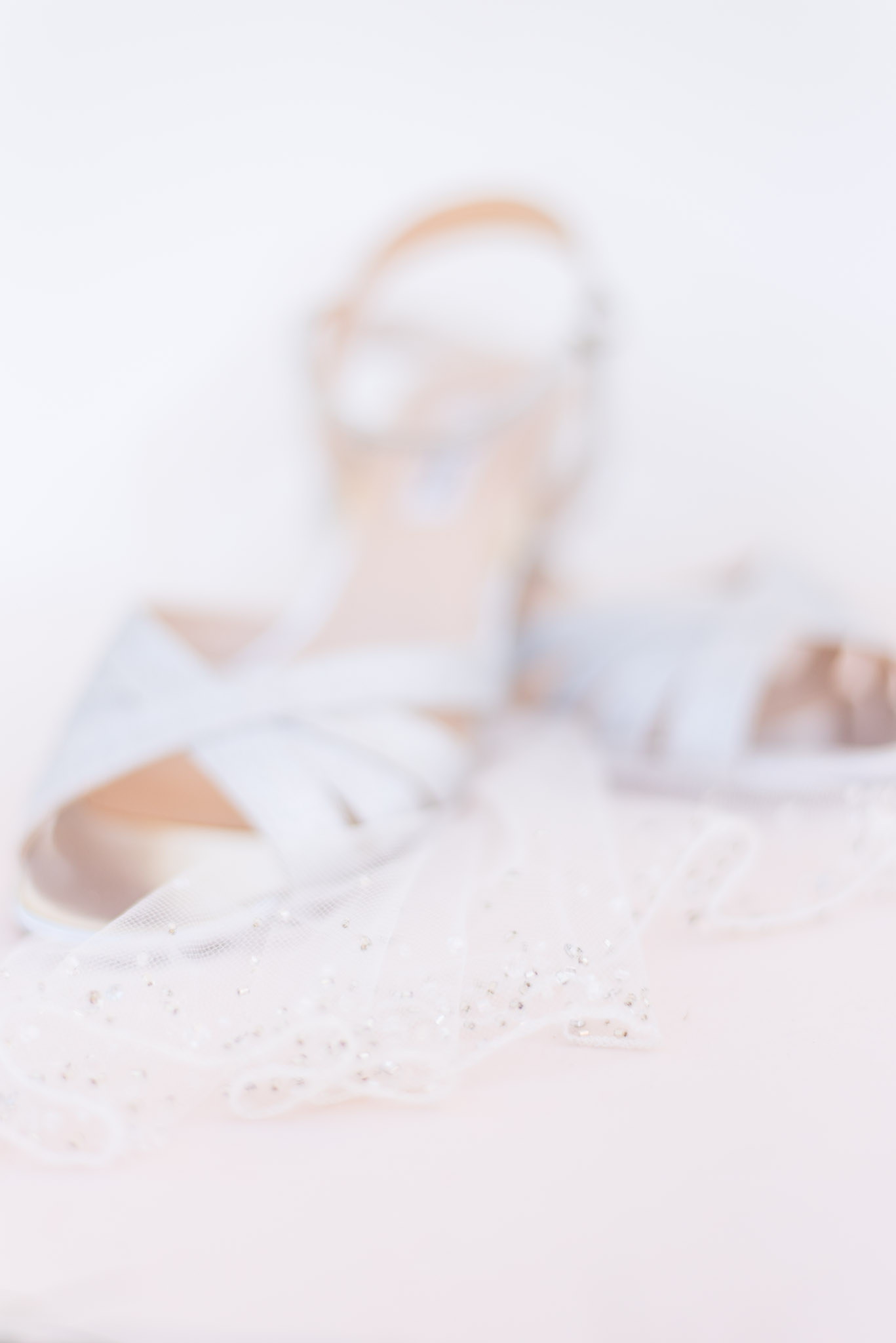 Indianapolis Wedding Veil Detail with Bridal Shoes in the Background