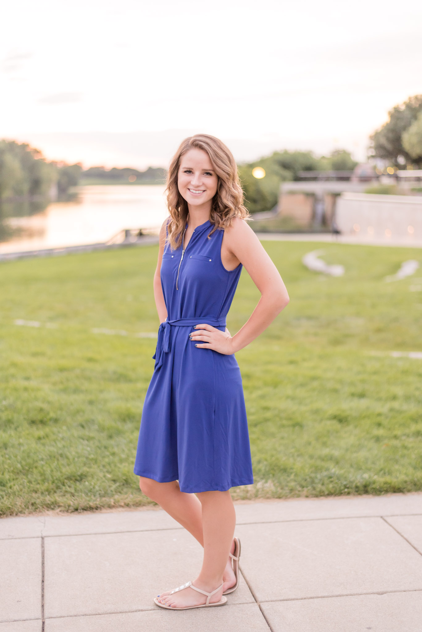 High School Senior poses at White River State Park