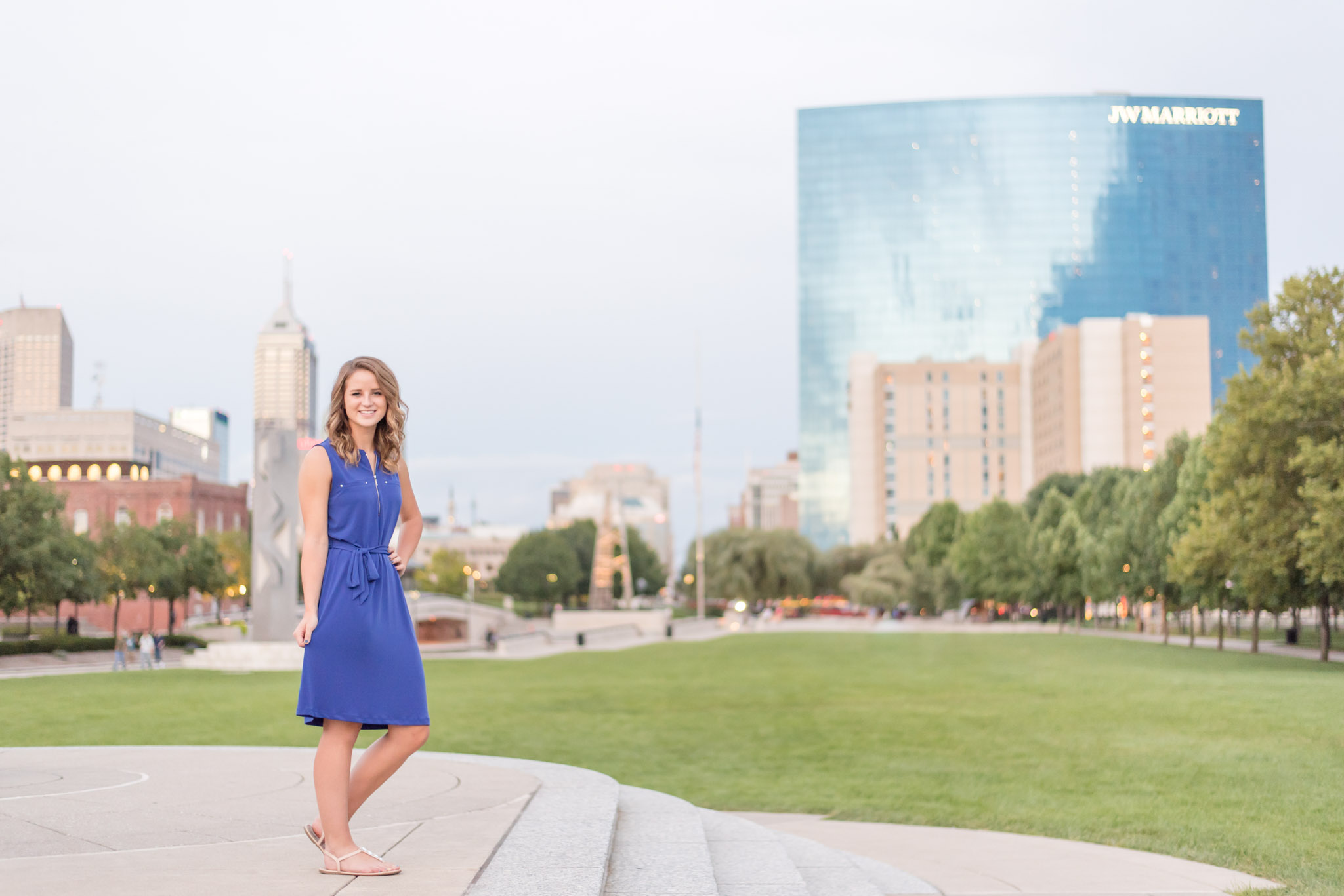 Senior Smiles with an Indianapolis city backdrop