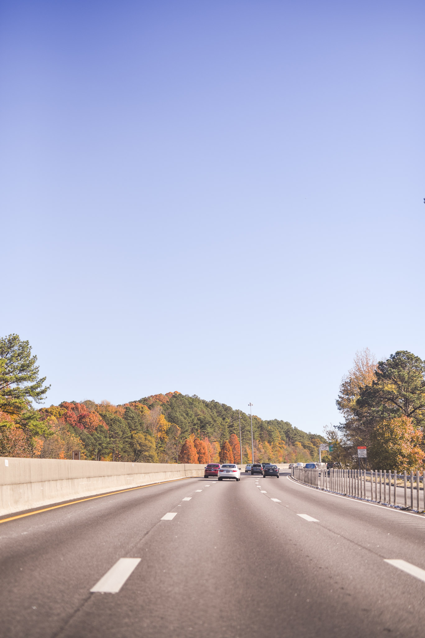 Driving Down Interstate during fall