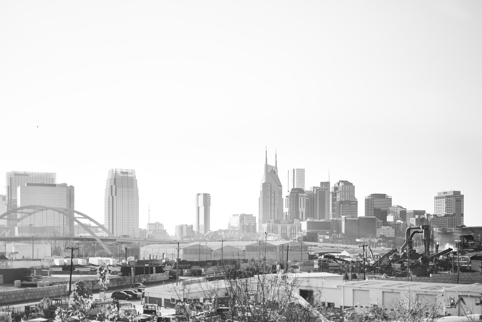 Nashville Skyline in black and white.