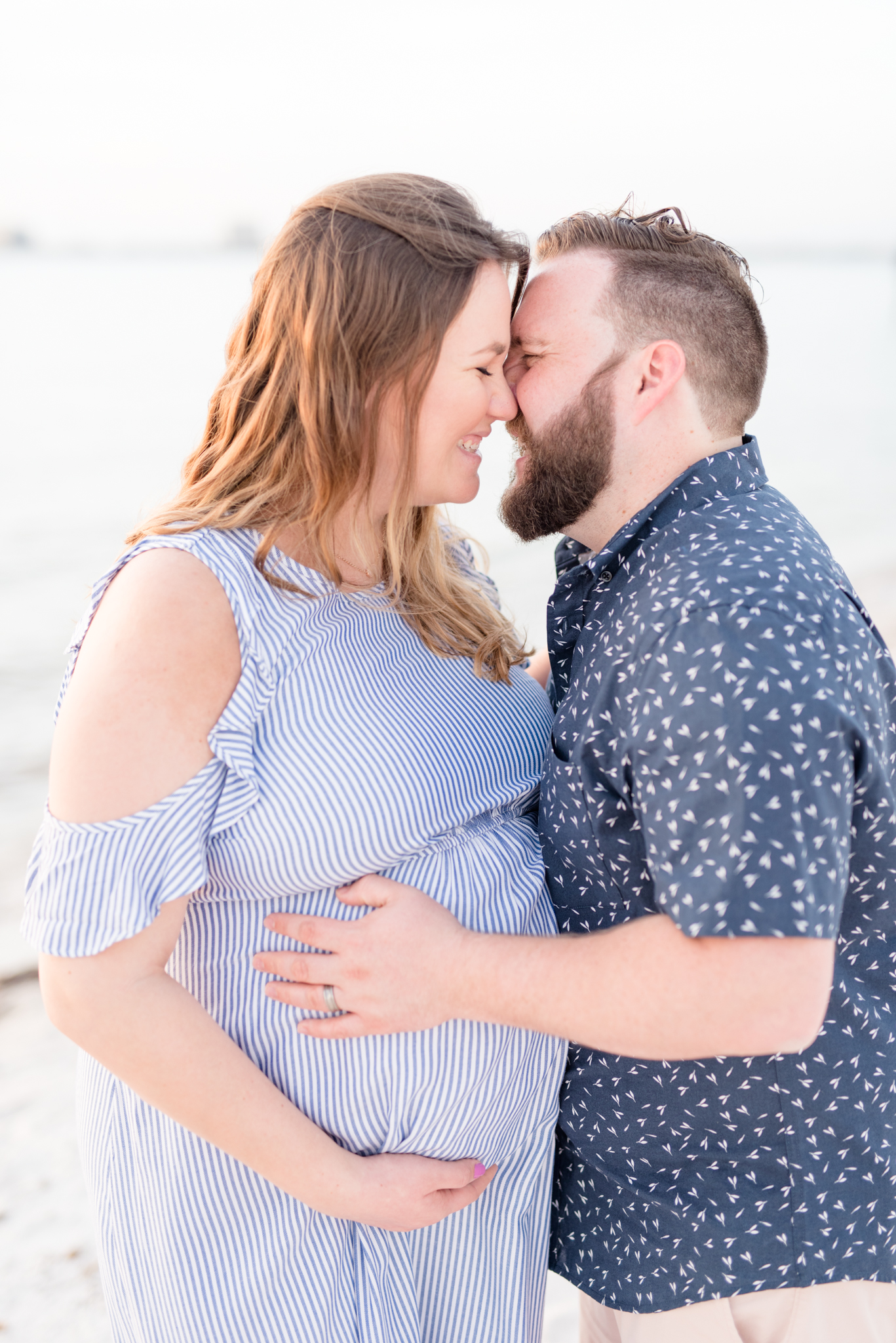 Tampa Couple almost kisses on Tampa Beach