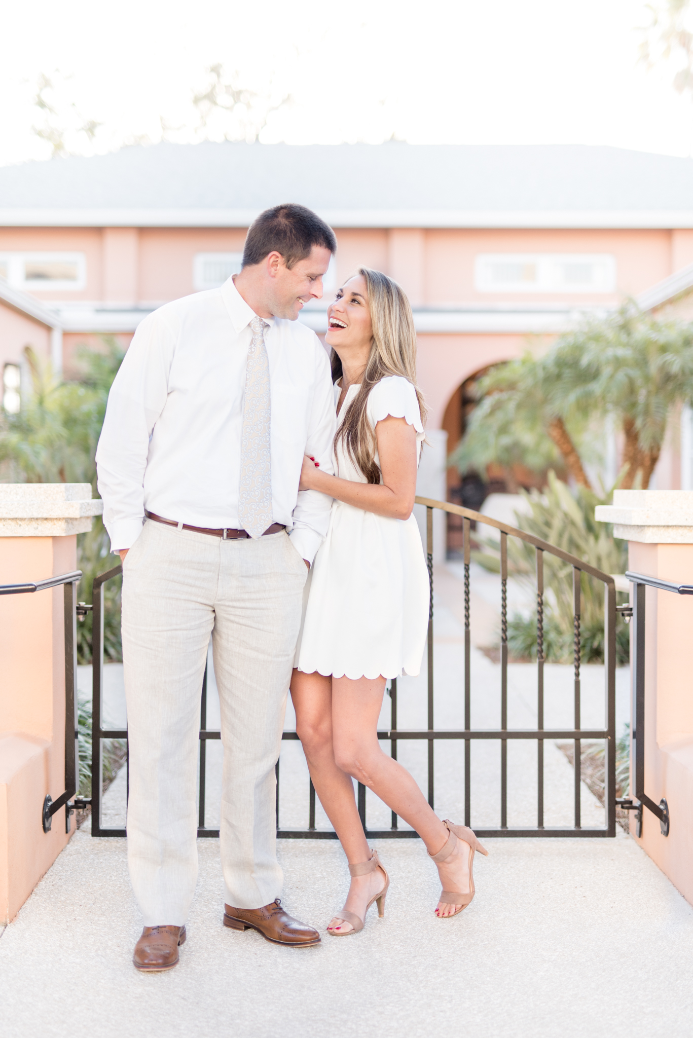 Married couple laughs in St. Augustine.