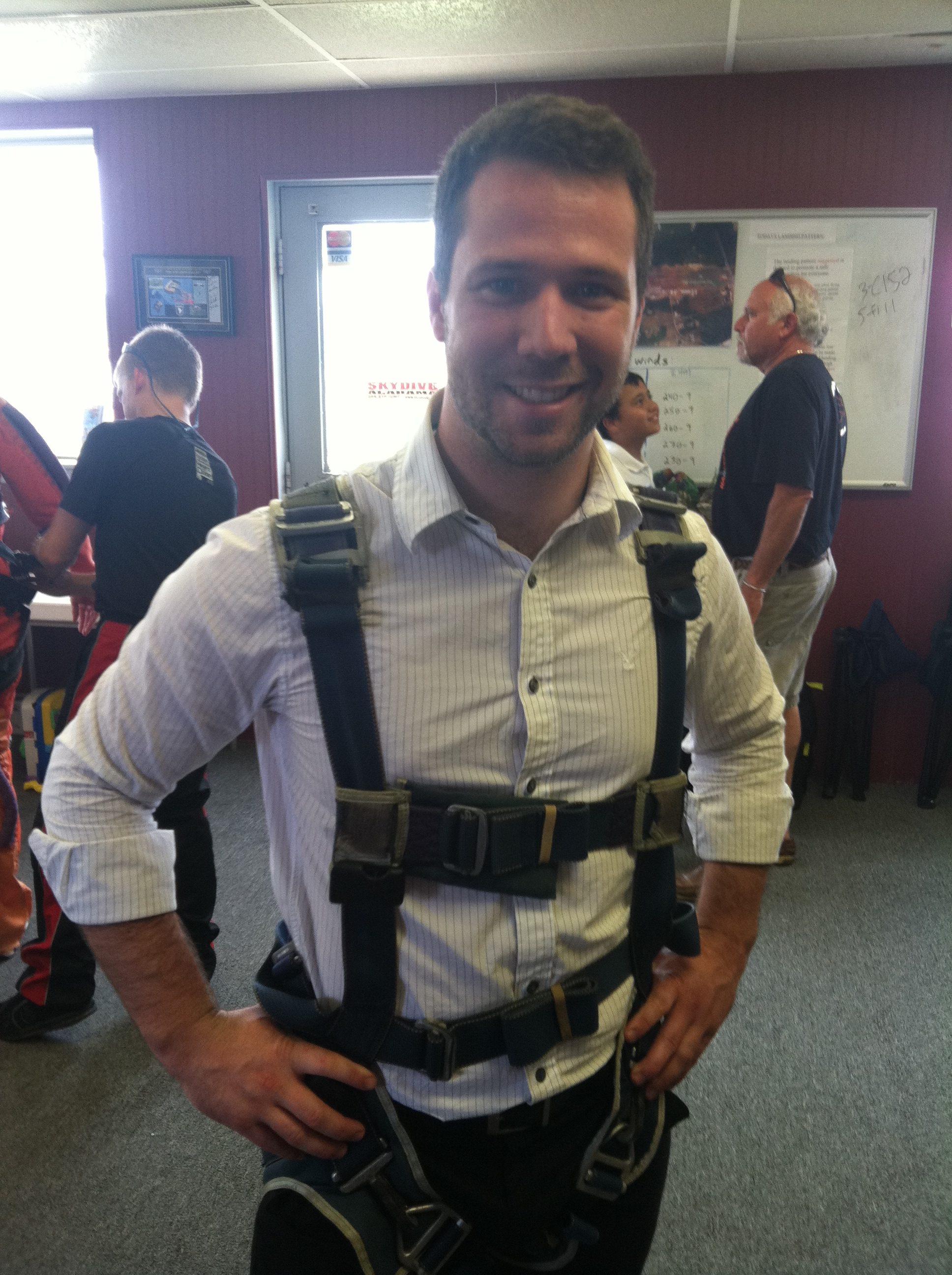 Guy gets ready to skydive