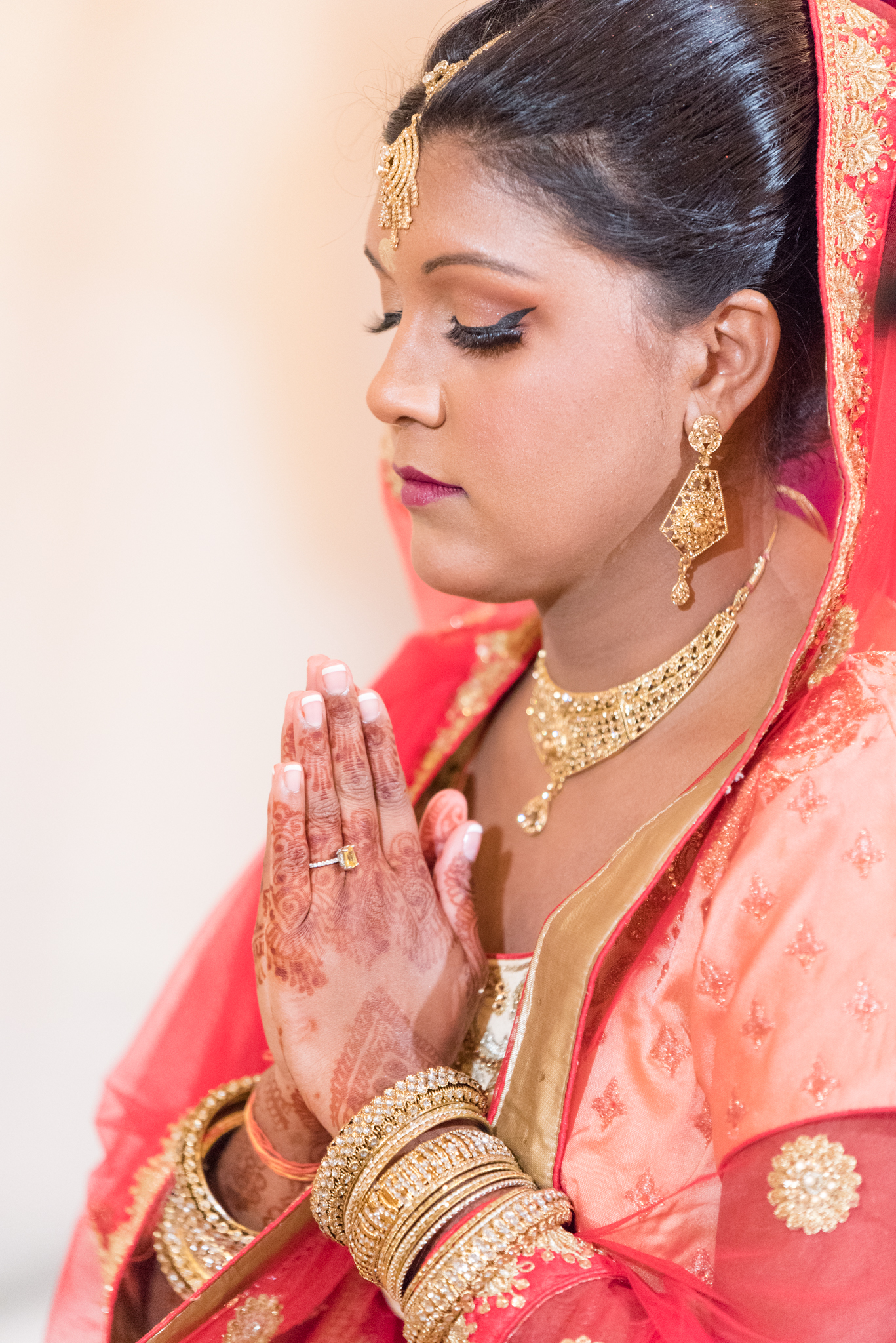 Bride prays.