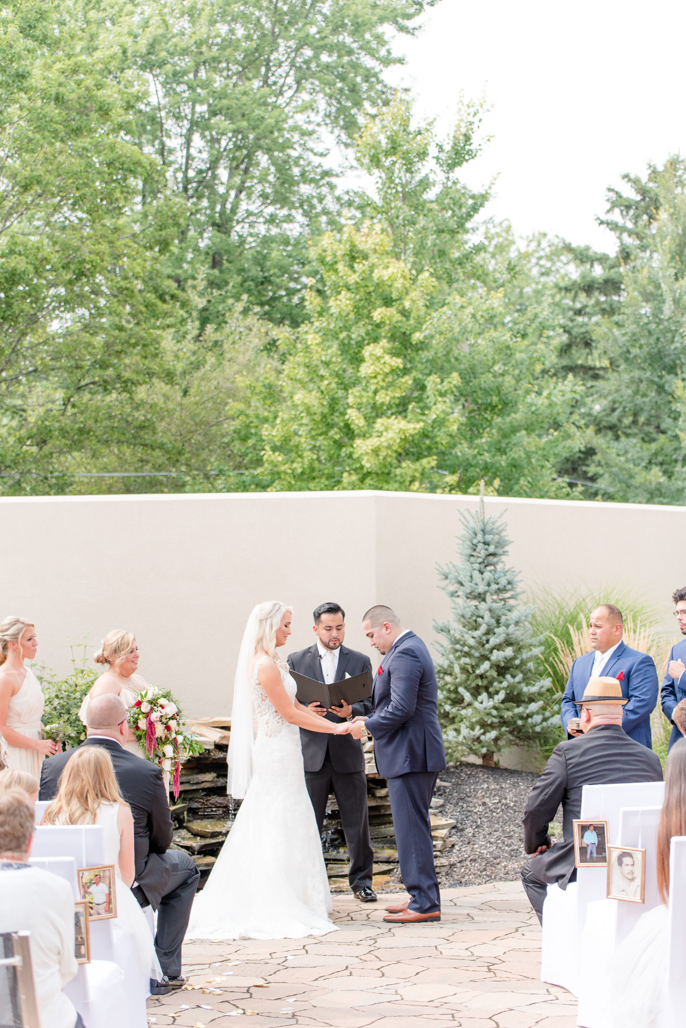 Bride and groom during wedding ceremony.