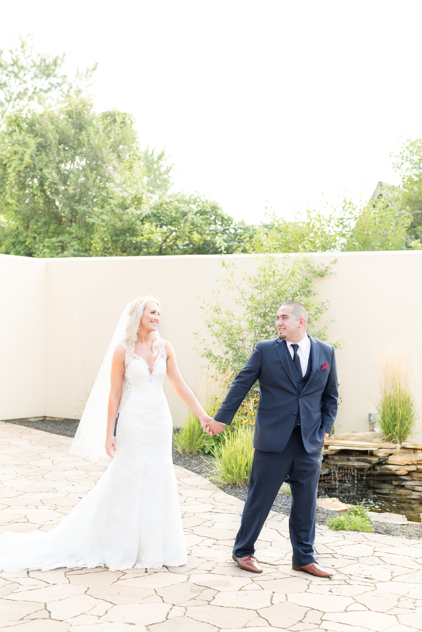 Groom lead bride along. 