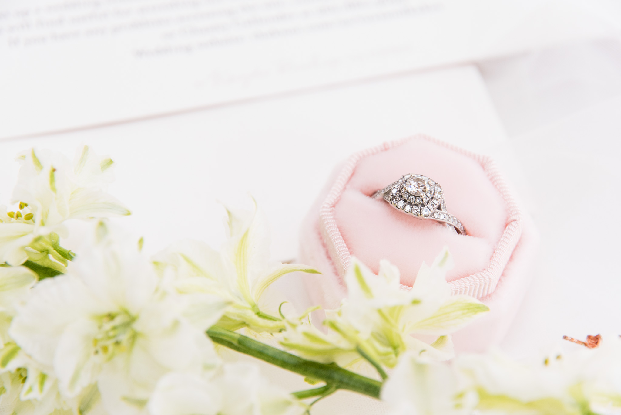 Engagement ring and flowers.