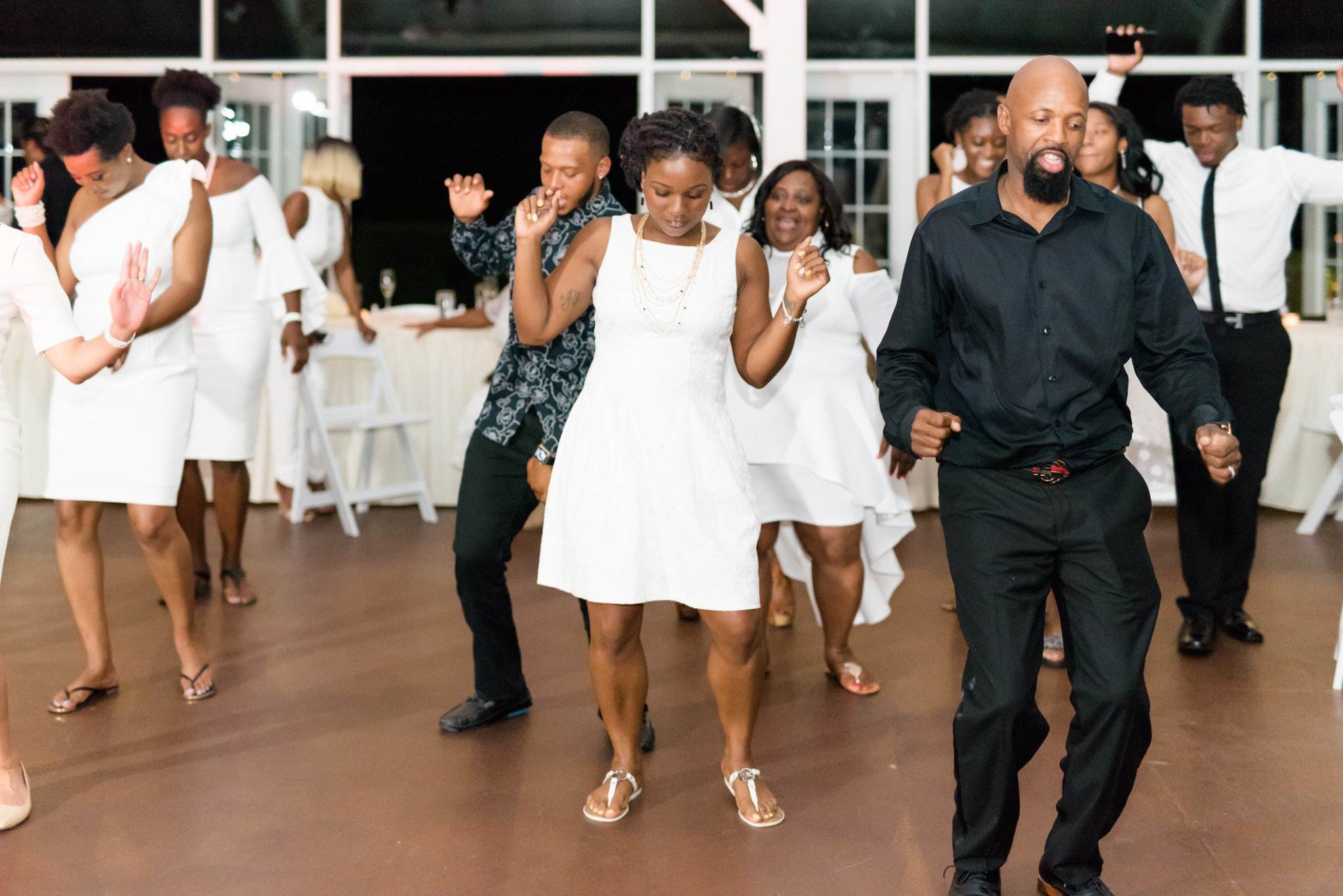 Wedding guests at reception.