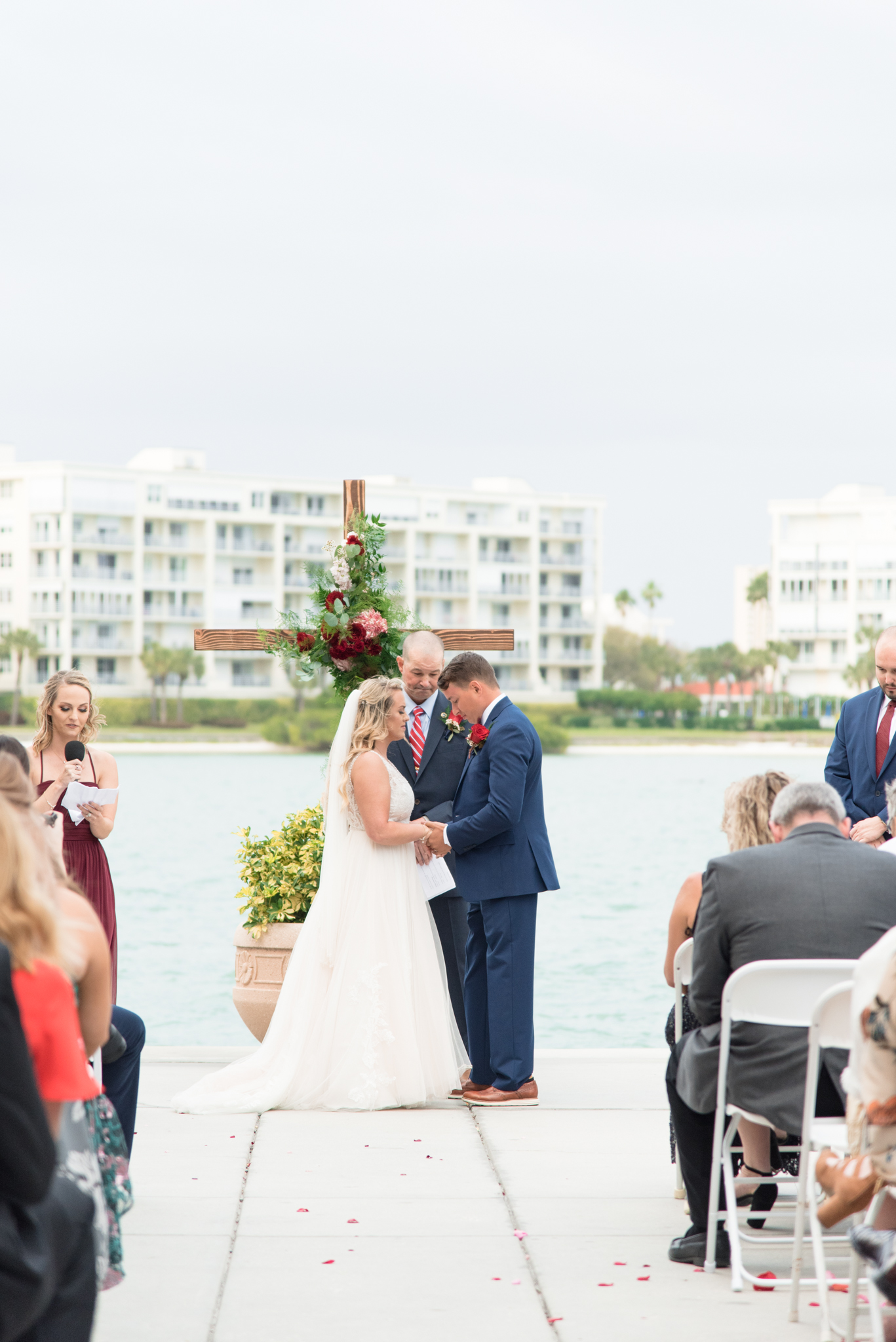 Prayer during wedding ceremony.