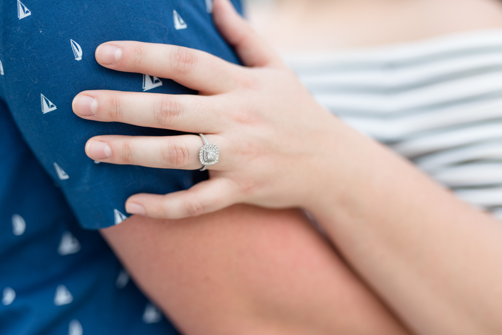 Close up of engagement ring.