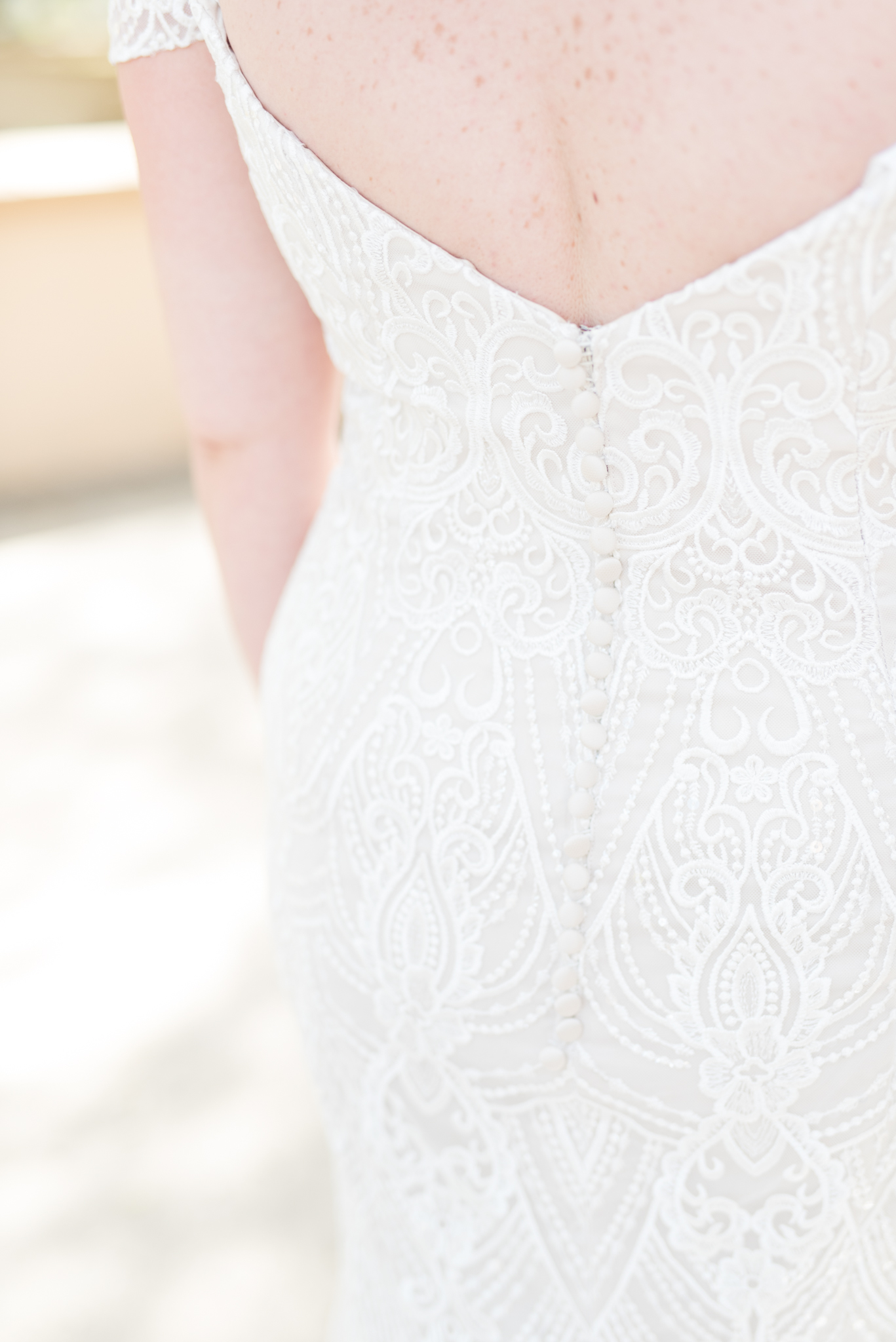 Details of back of wedding dress.
