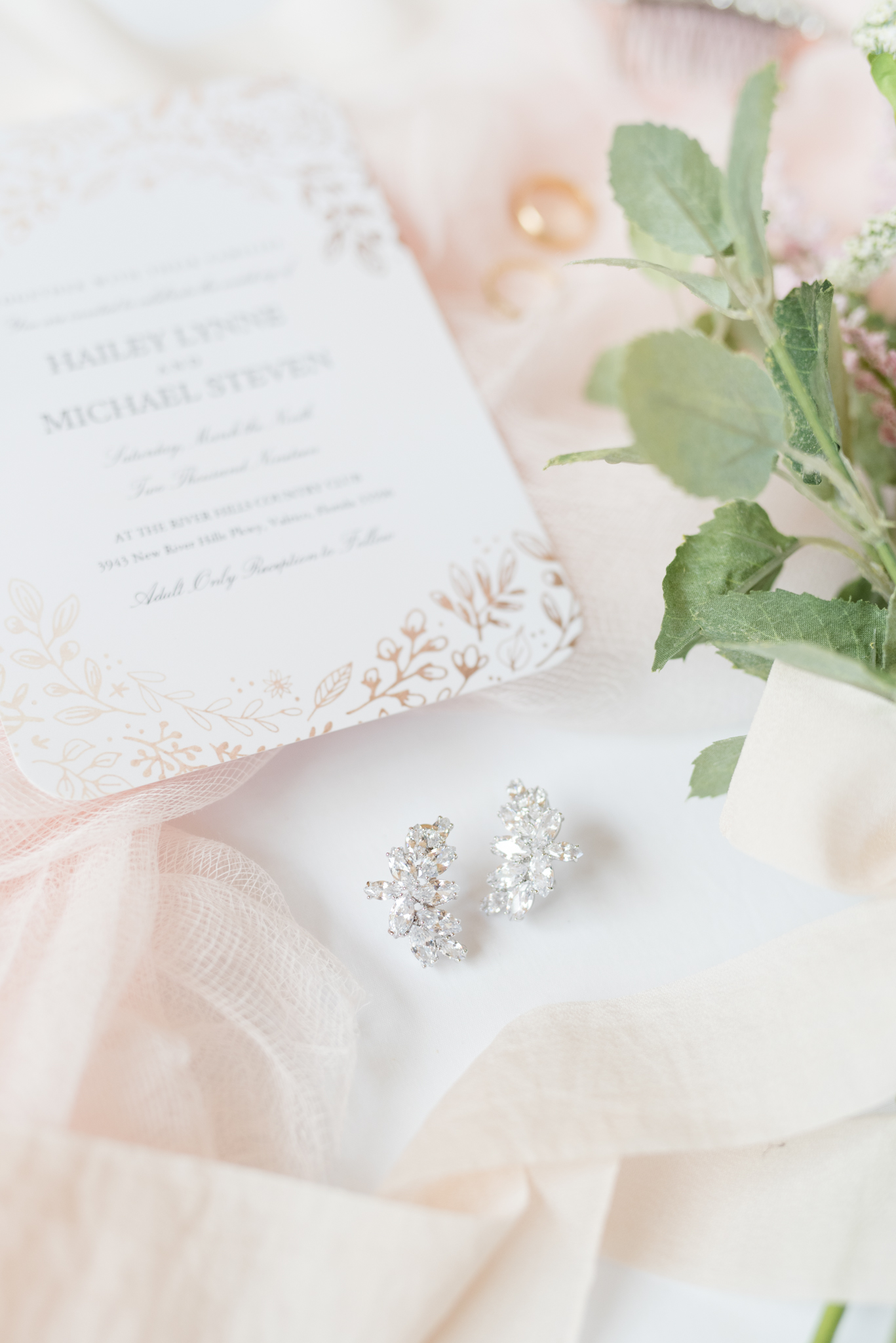 Bridal earrings and details.