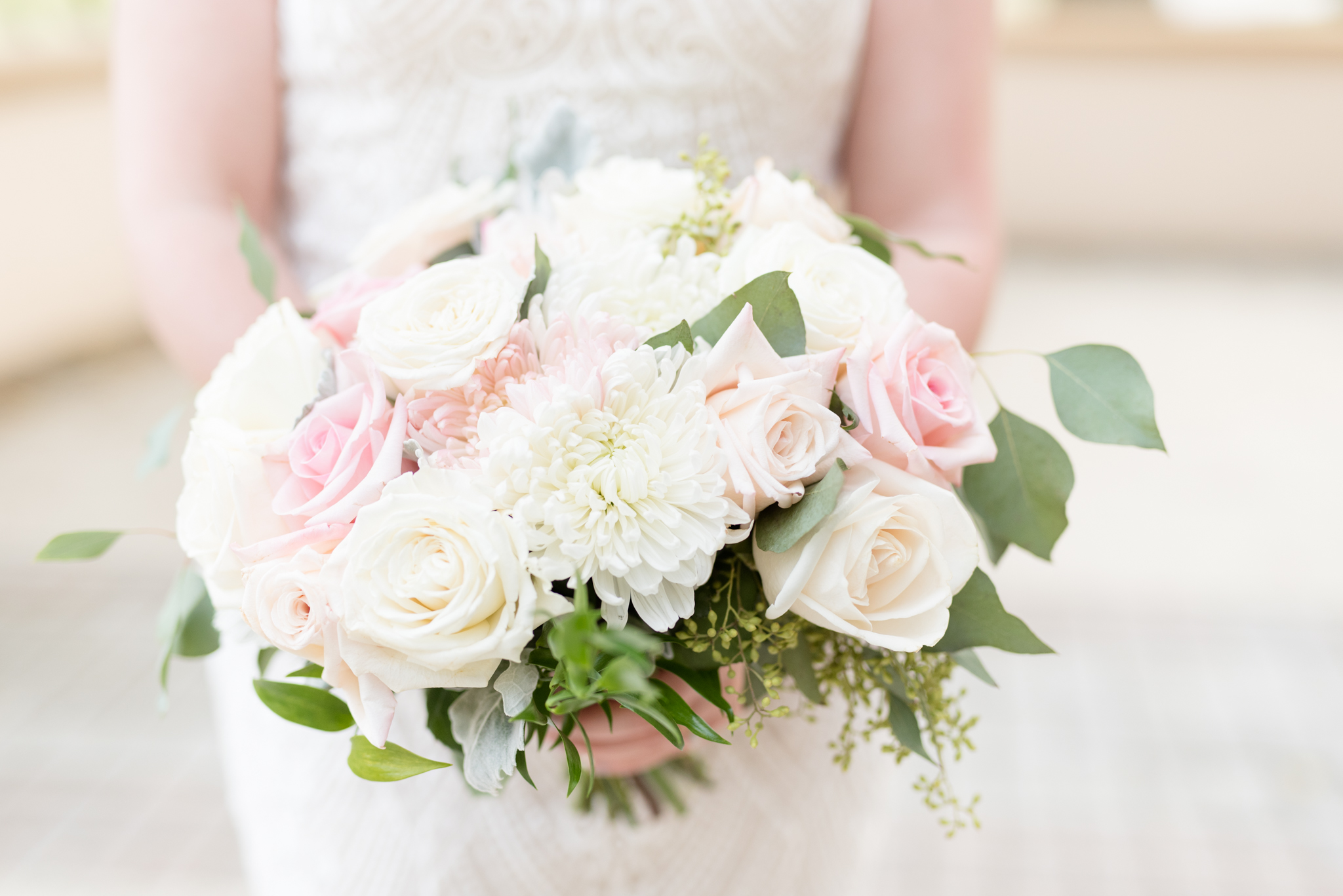 Cream and pink Bridal flowers 