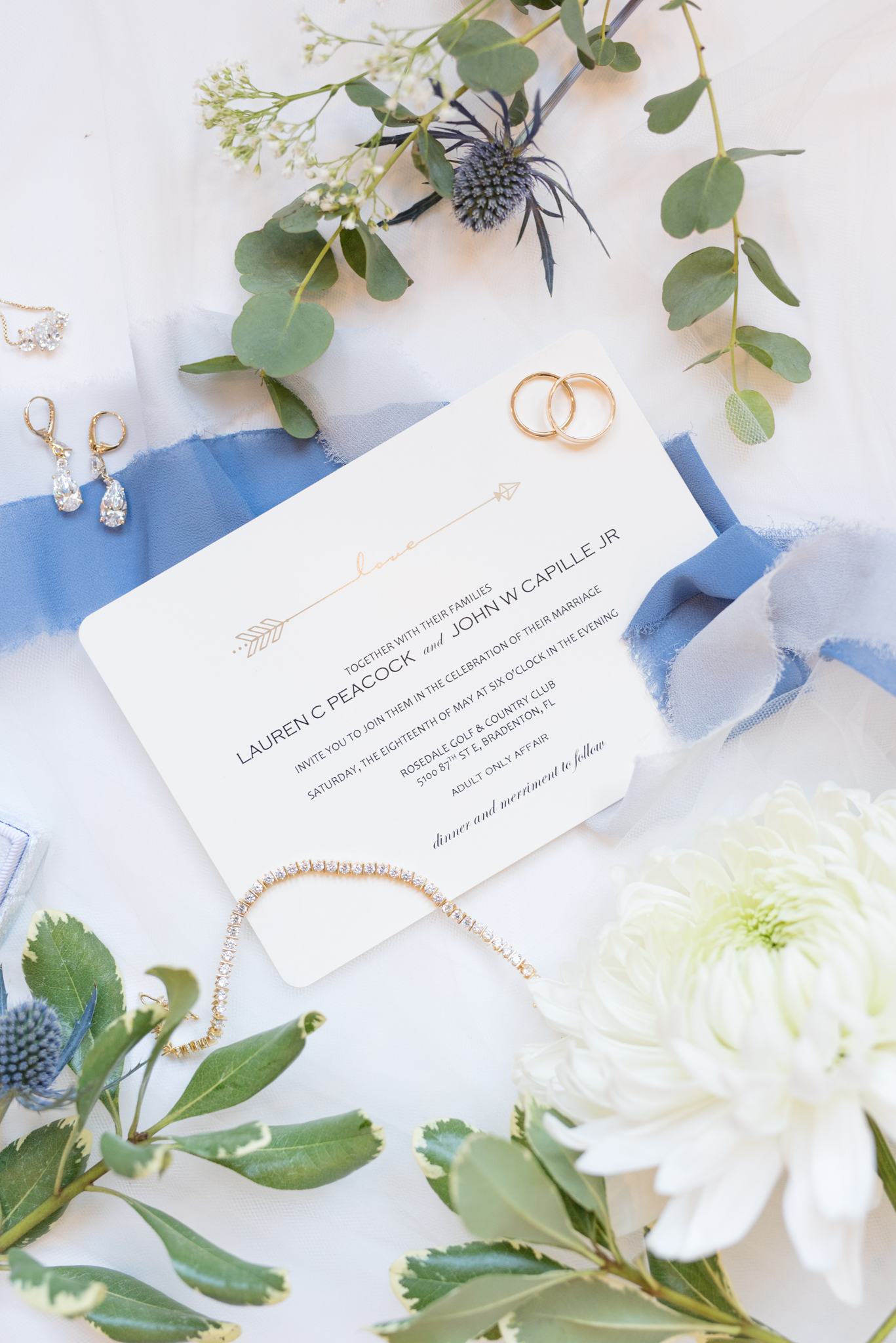 Wedding invitation and details.