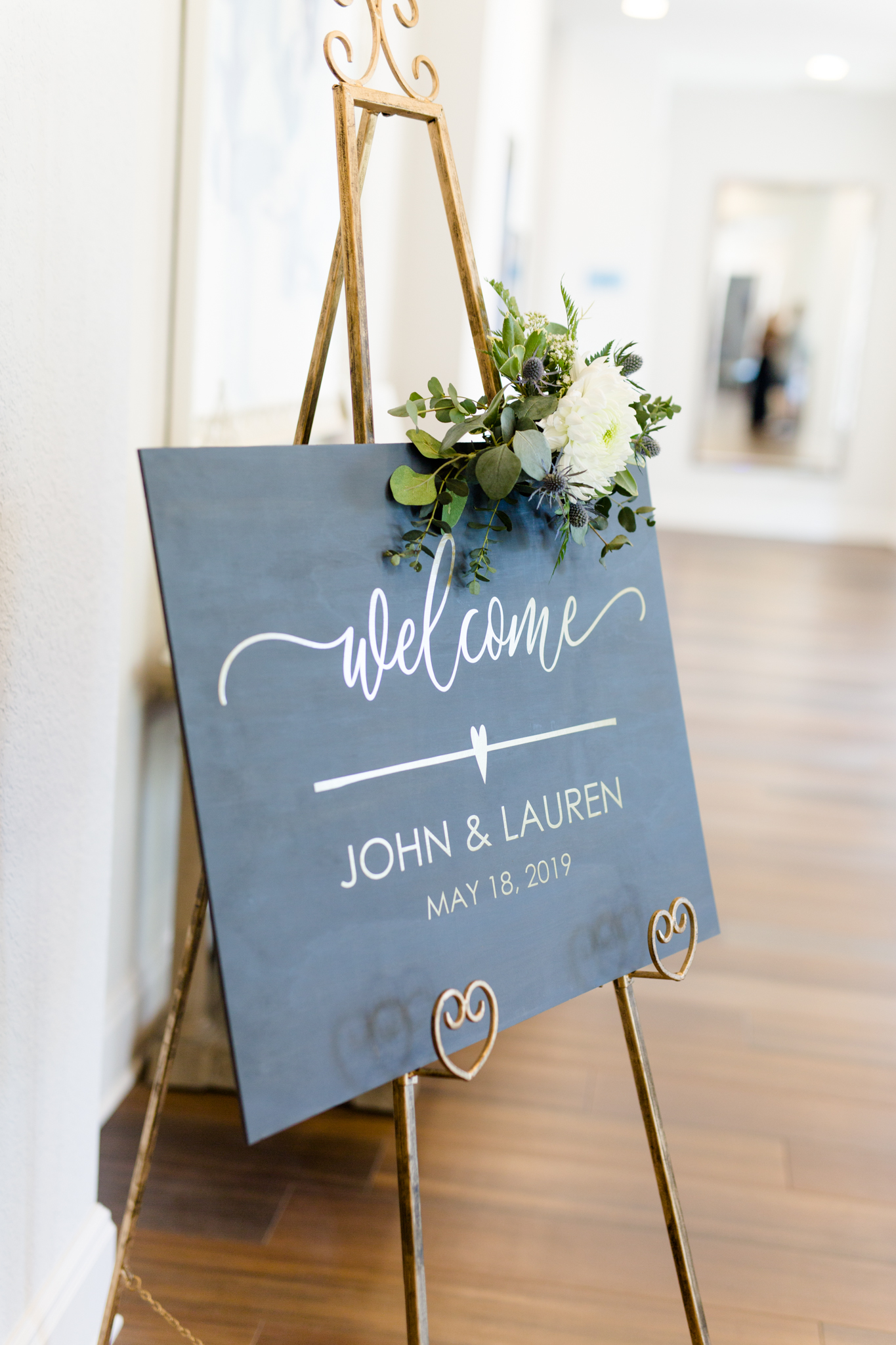 Welcome sign to Country club wedding.