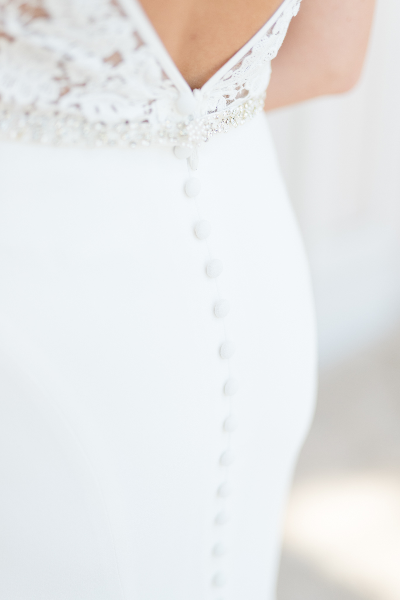 Details on back of bridal gown.