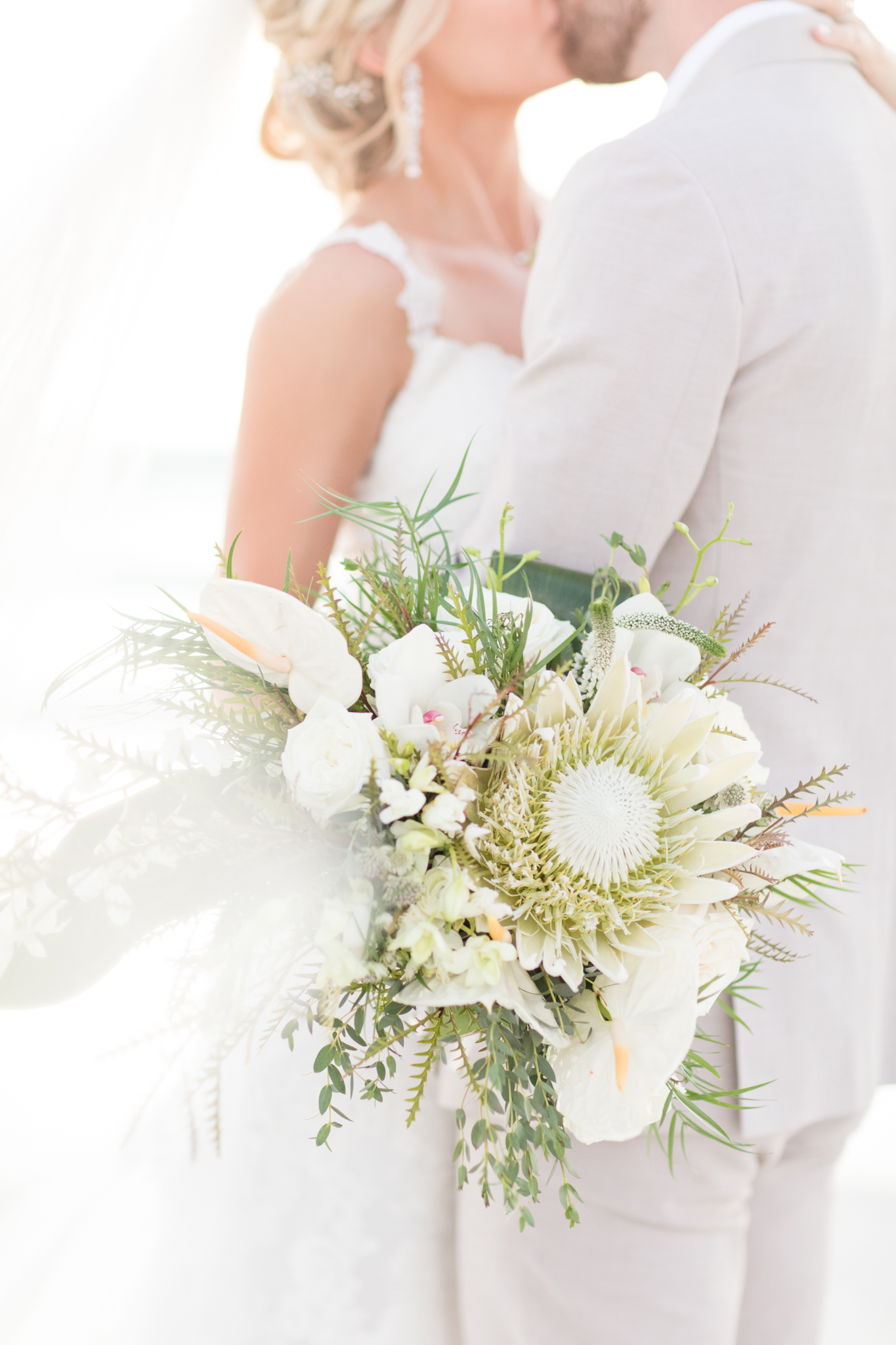 Closeup of bridal flowers.