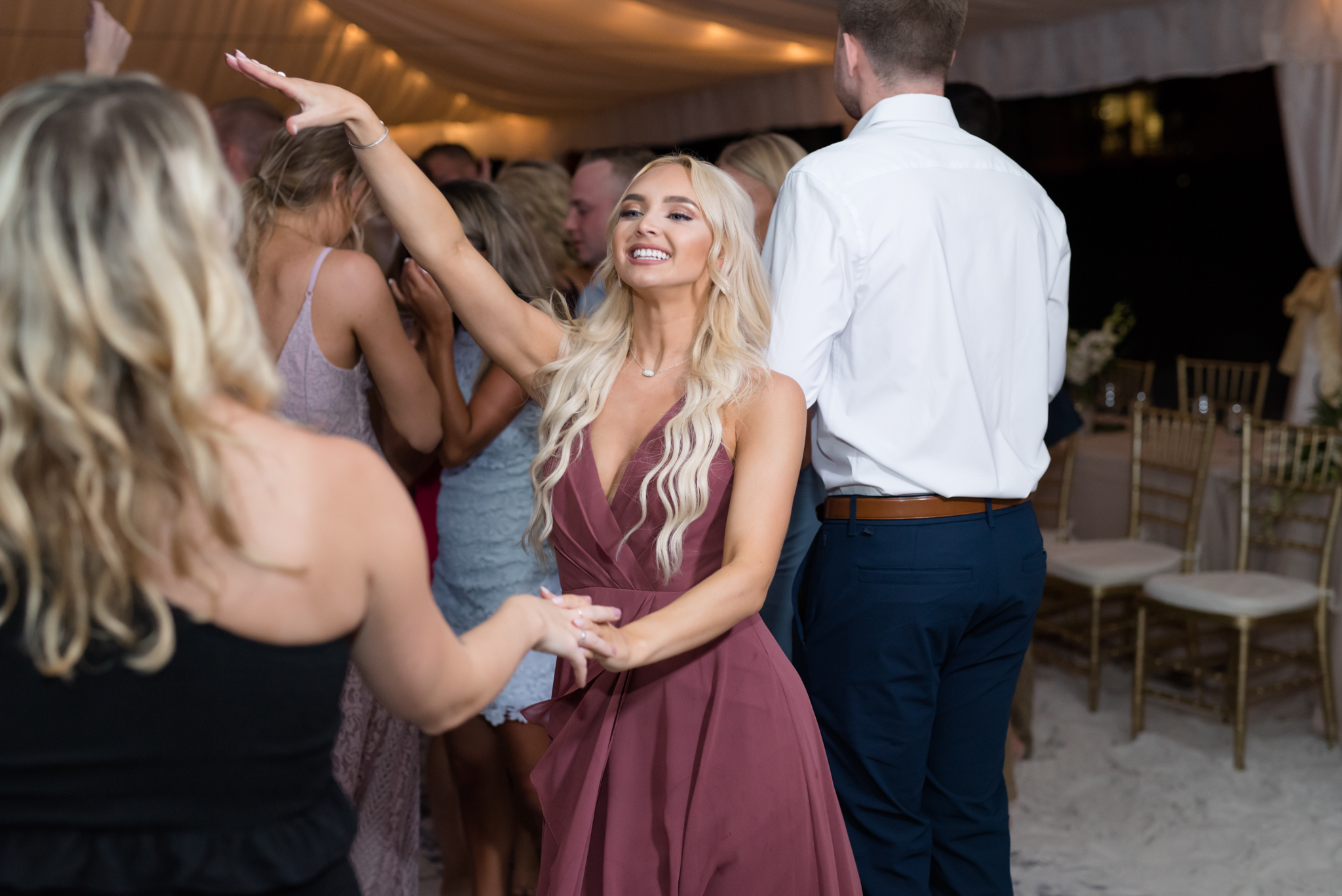 Bridesmaid dances at reception.