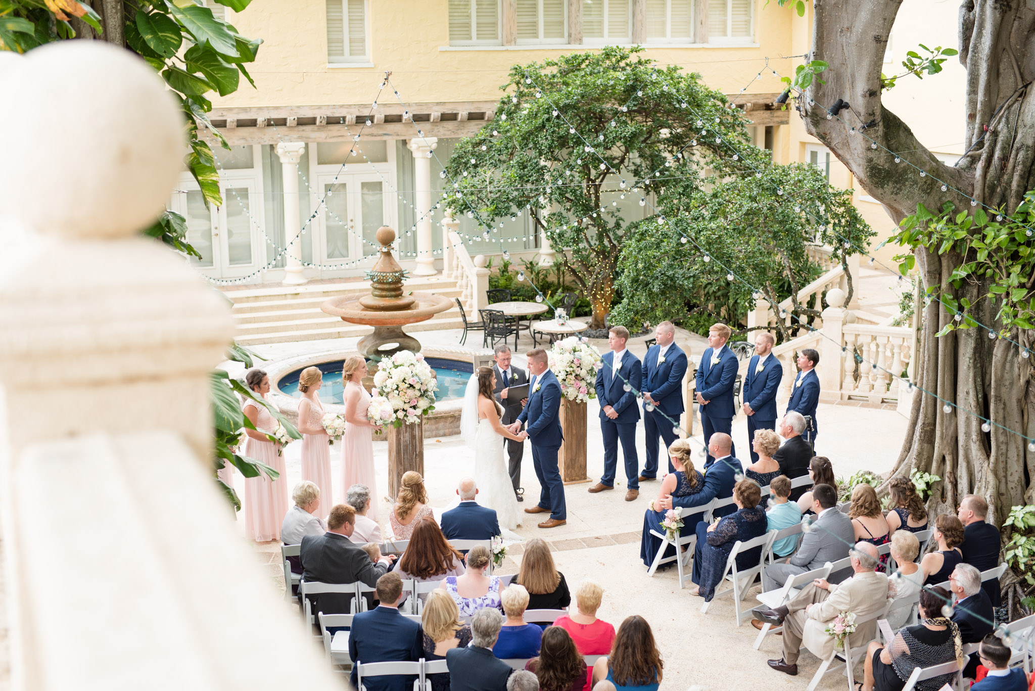 Wedding ceremony from balcony.