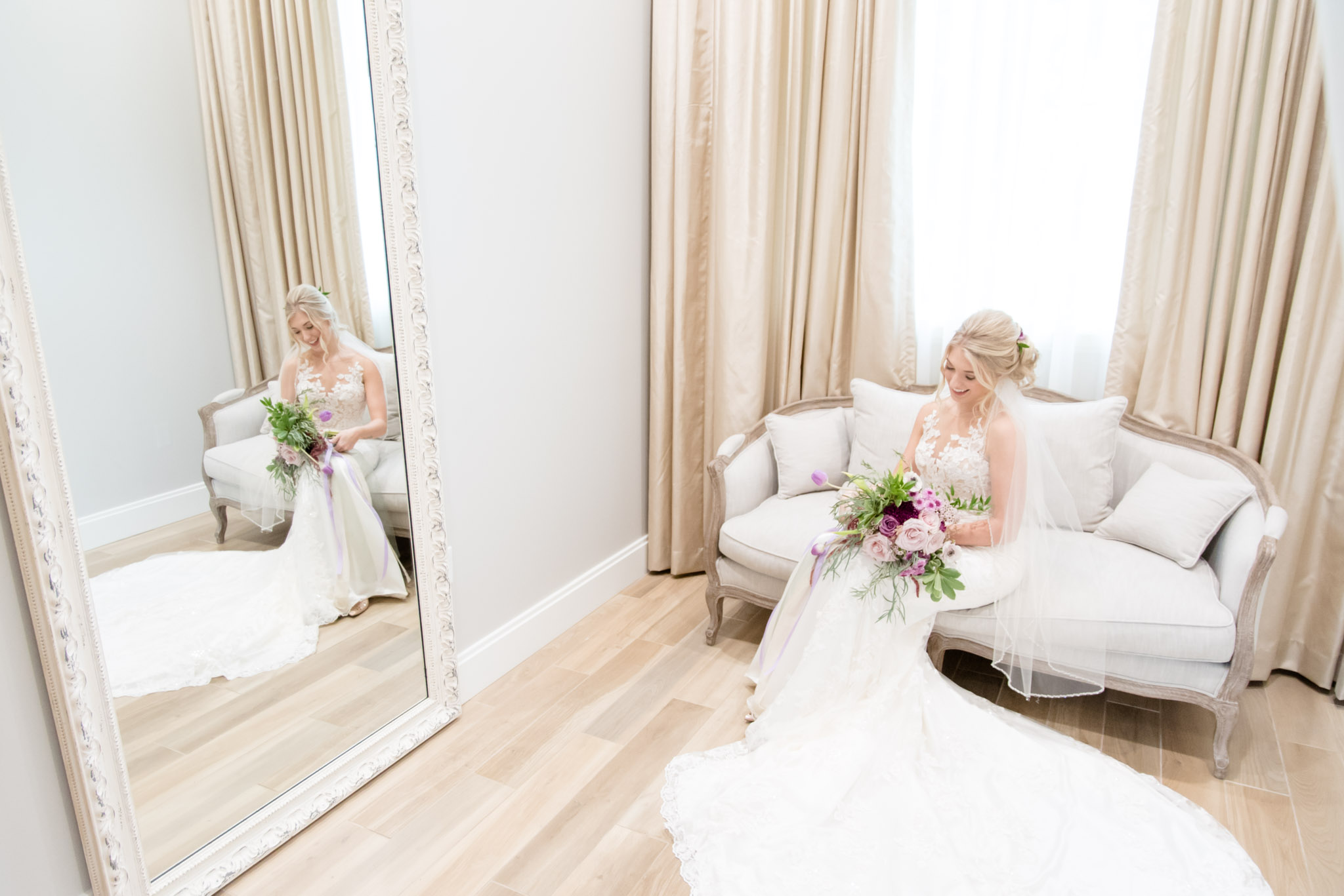 Bride gets ready for wedding.