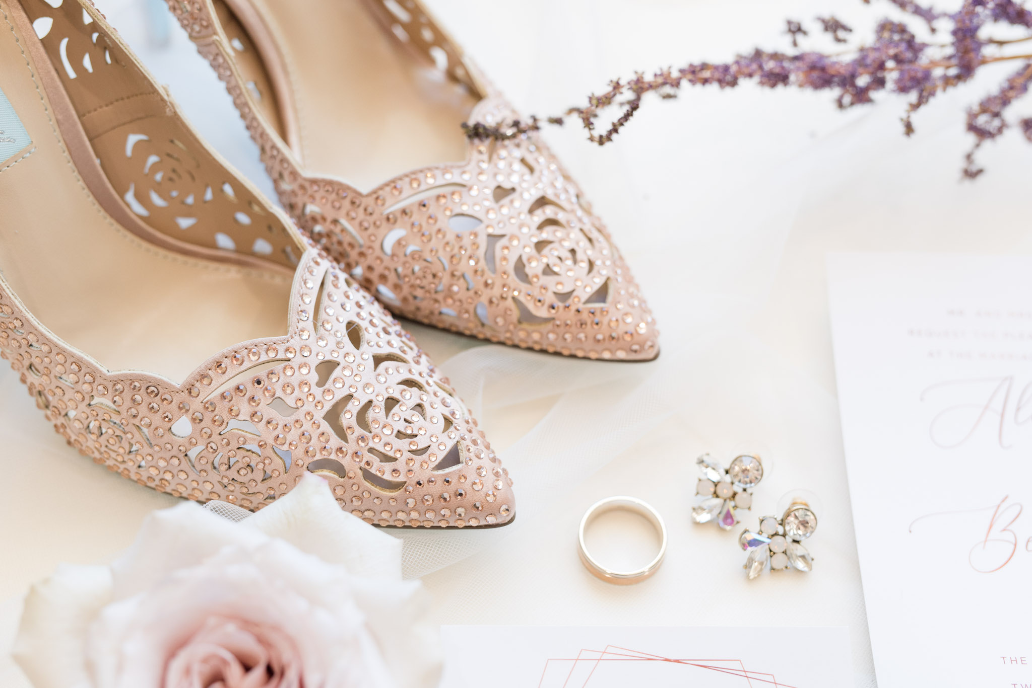 Wedding shoes and jewelry.