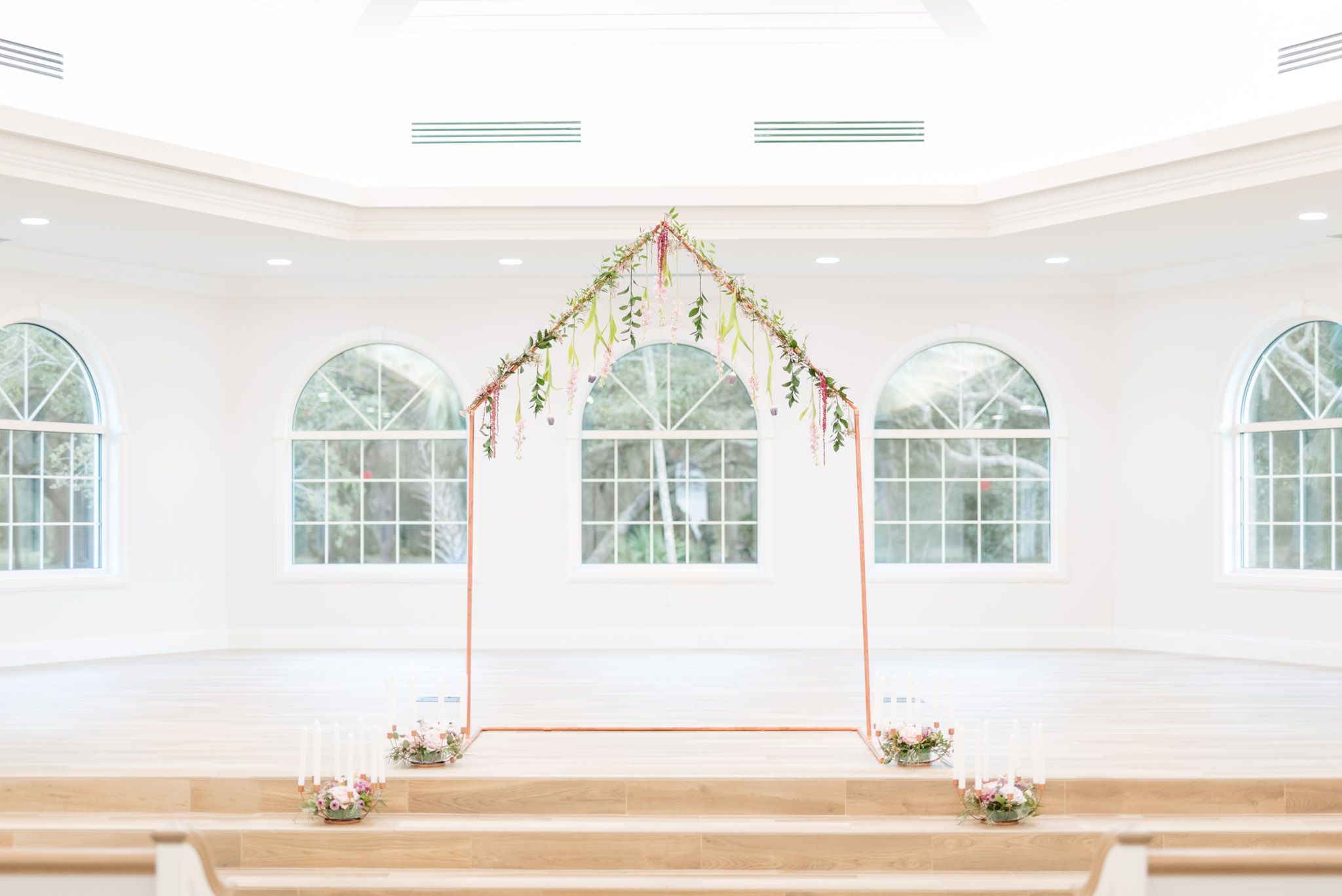 Wedding altar with flowers.