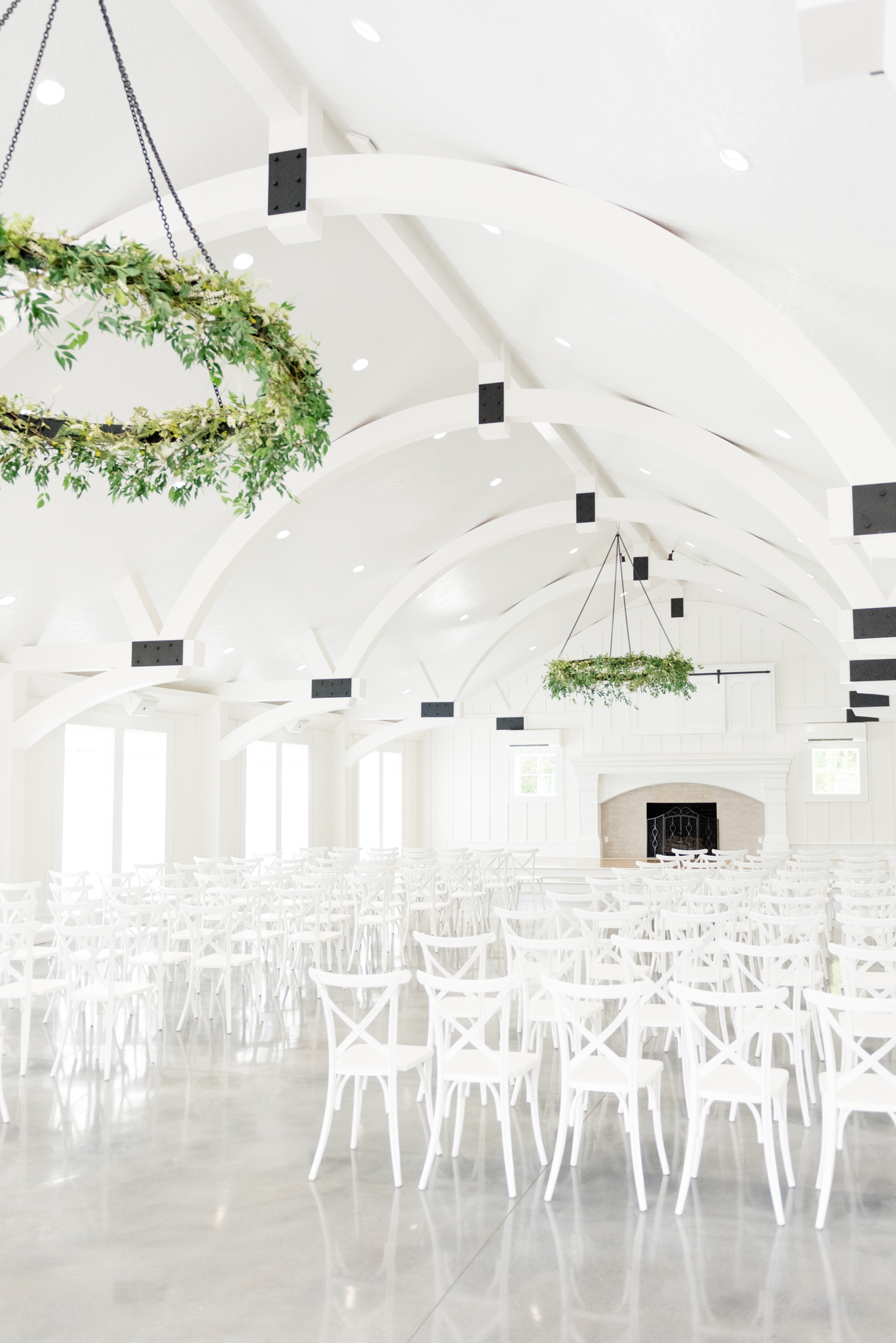 Wedding ceremony space with chairs.
