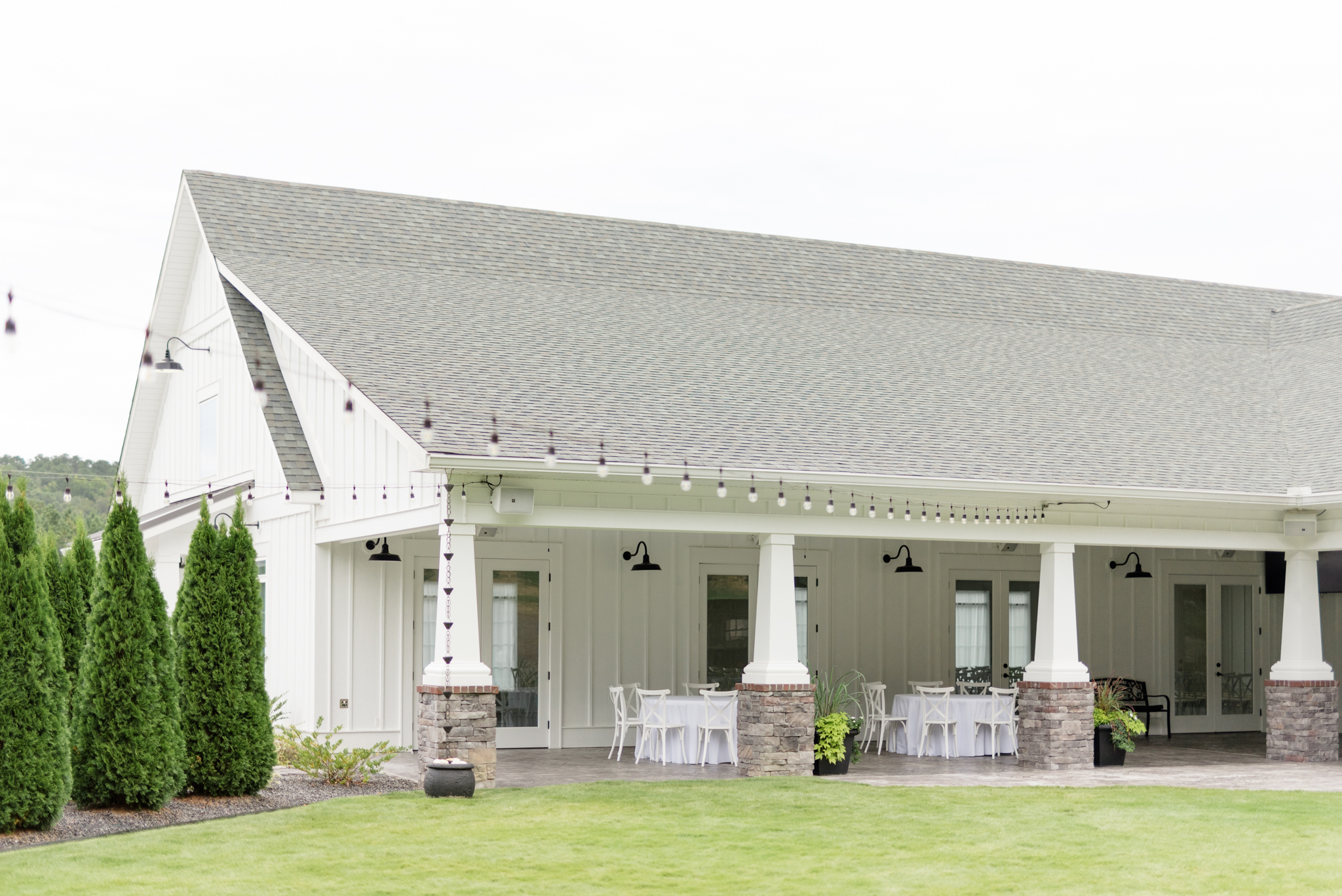 Large outdoor area and awning for reception.