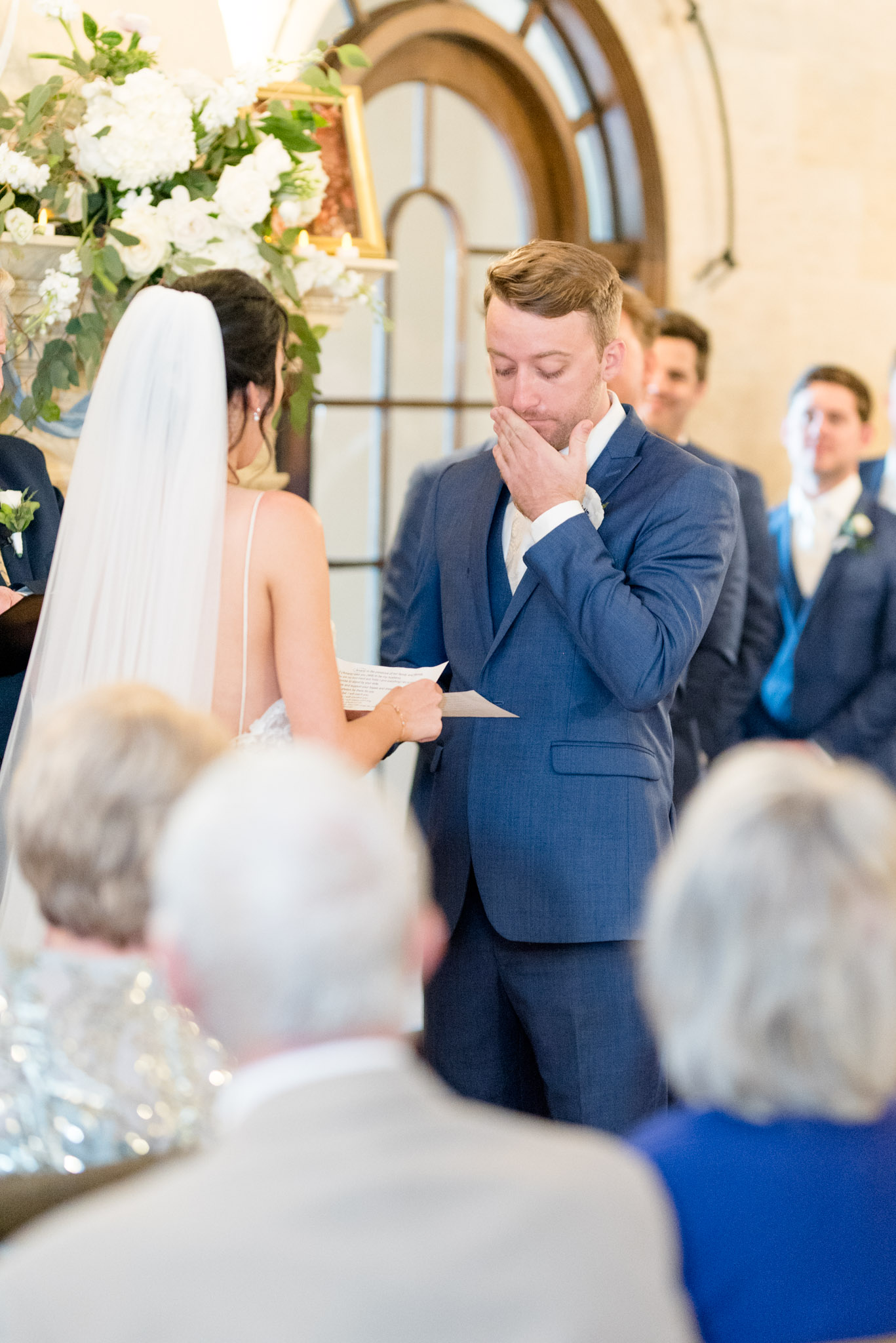 Groom cries during ceremony.