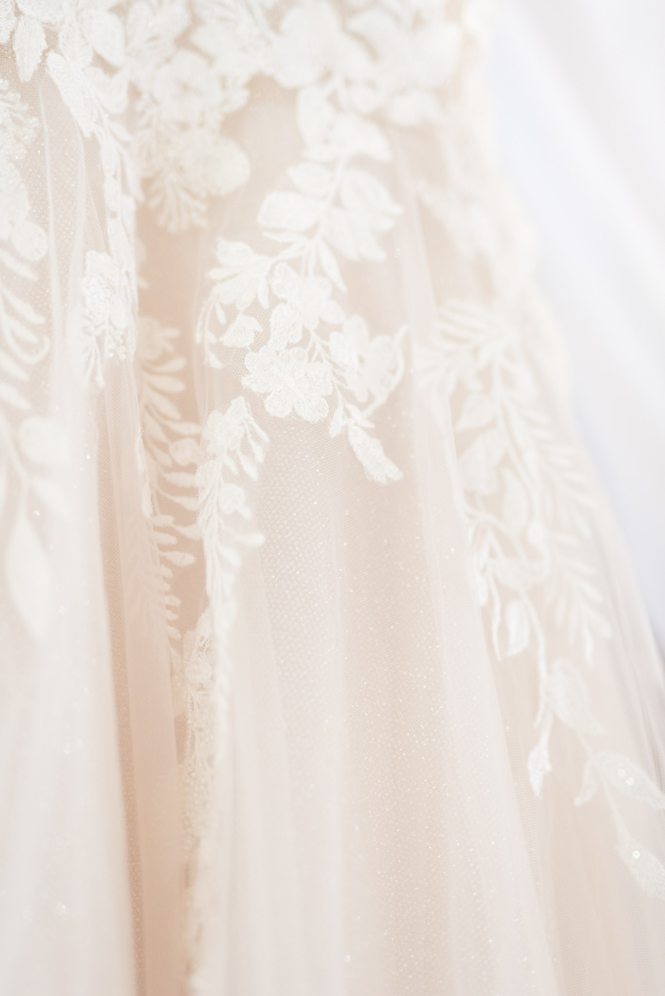 Lace detailing on wedding gown.