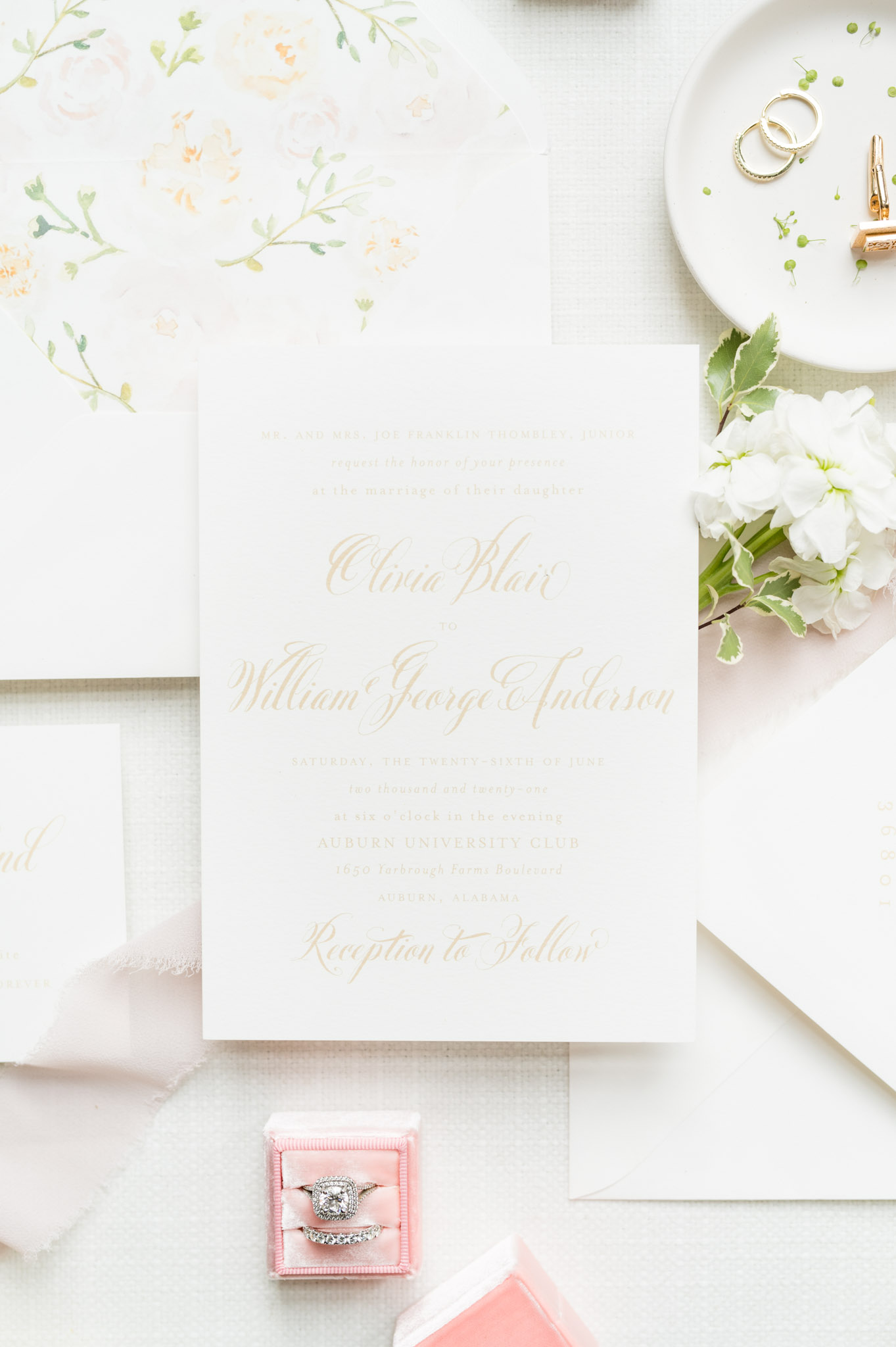 Wedding invitation details.