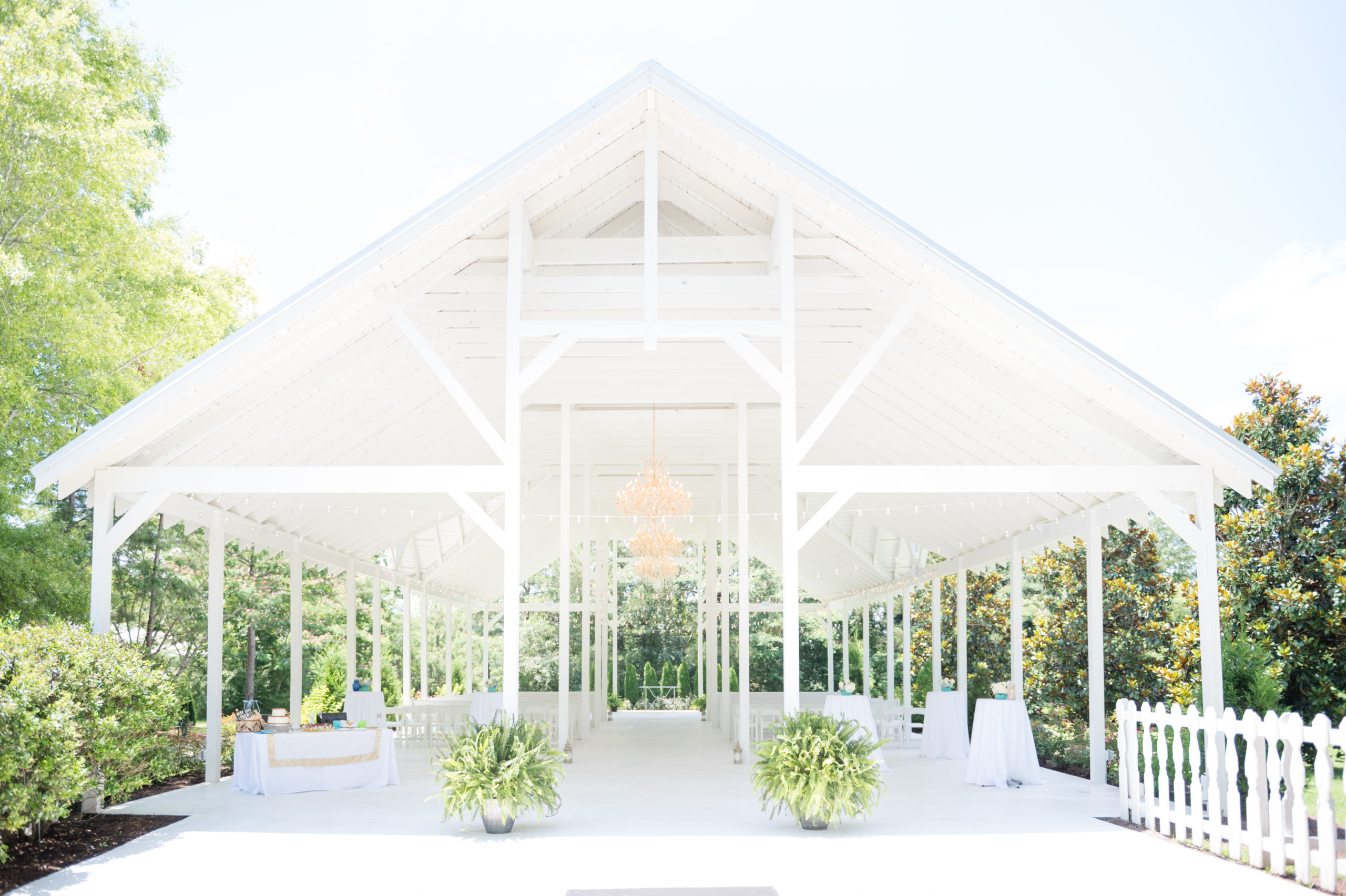 White, wedding pavilion at Camelot Manor