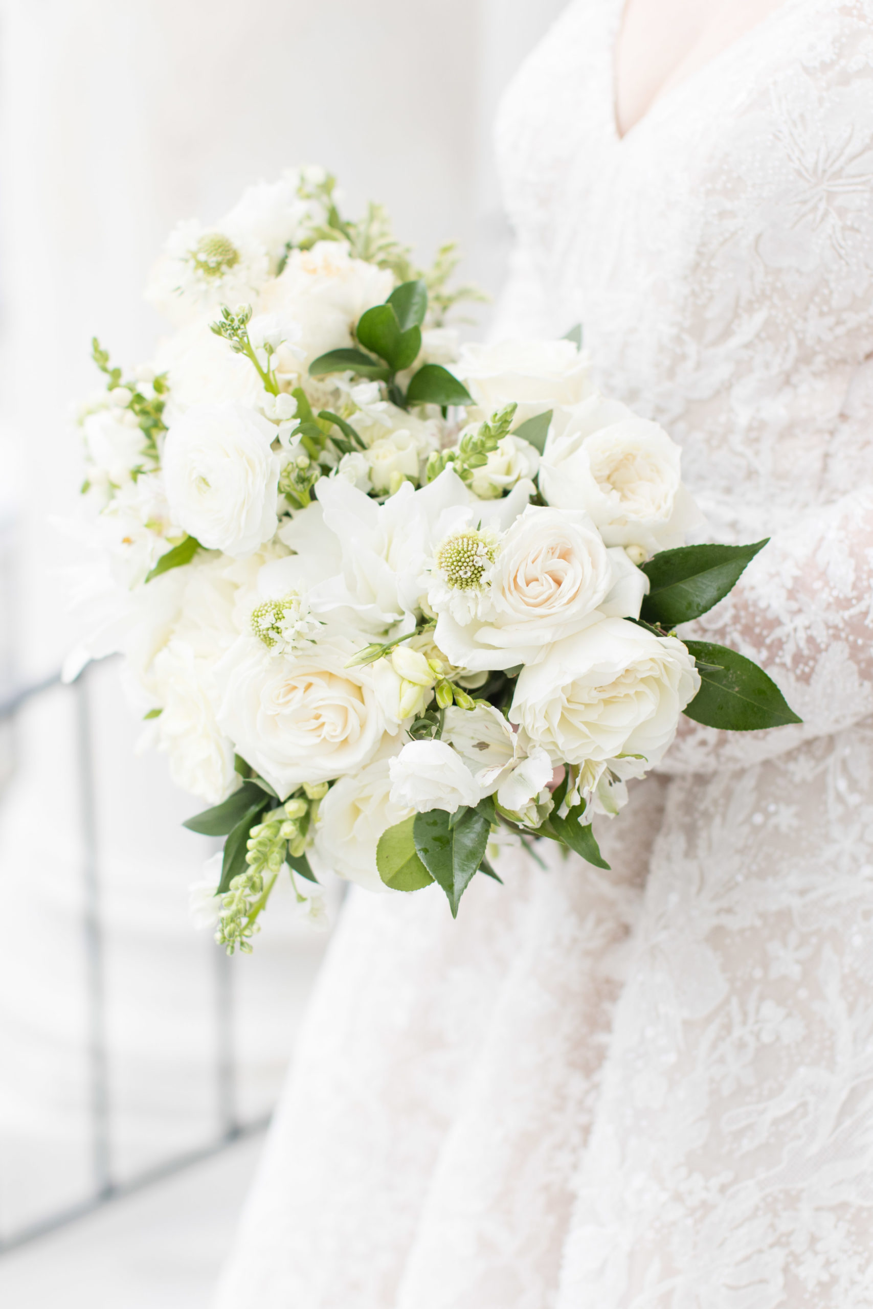 Closeup of bride's flowers.
