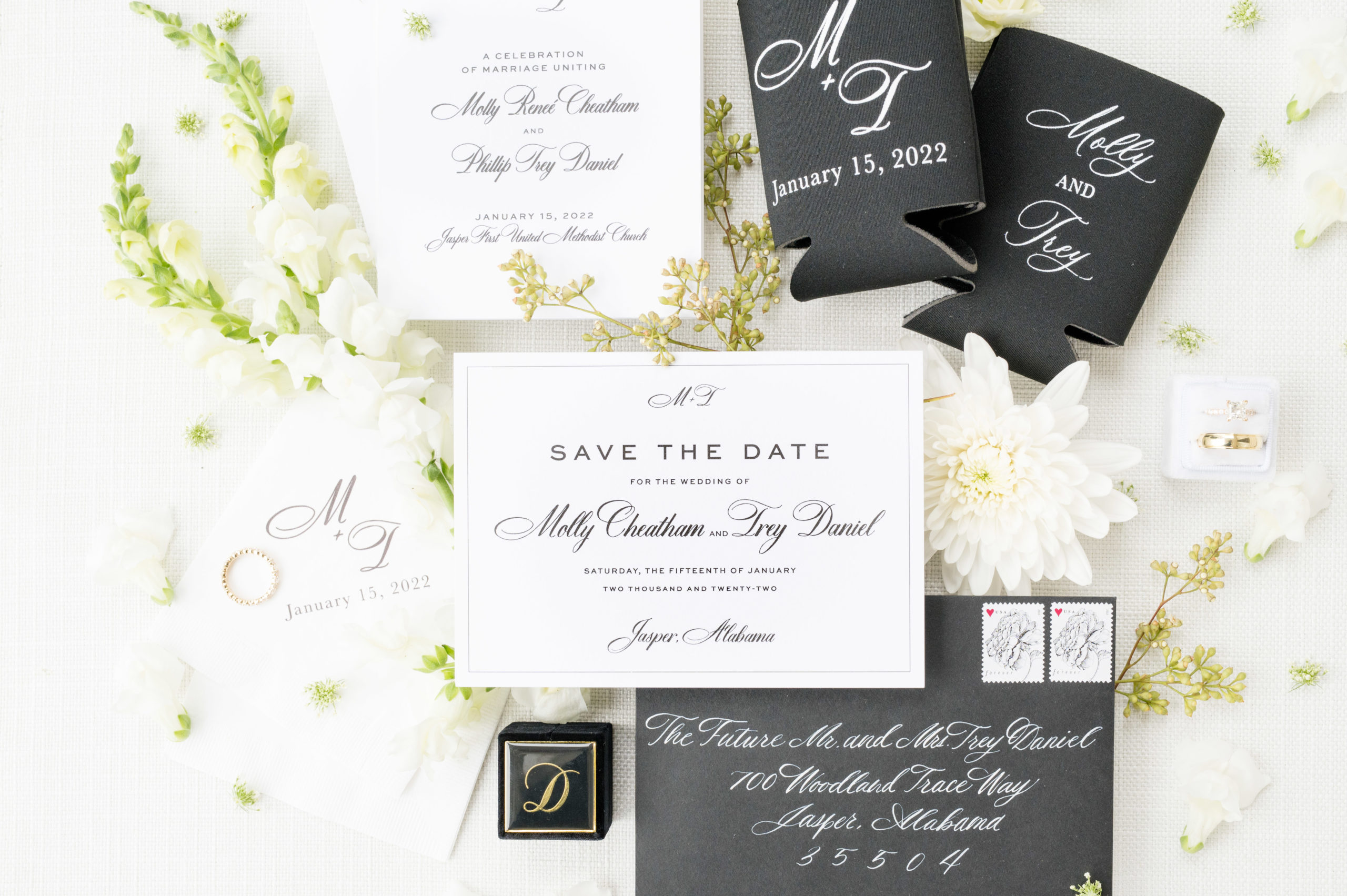 Save the date card and other ceremony details.